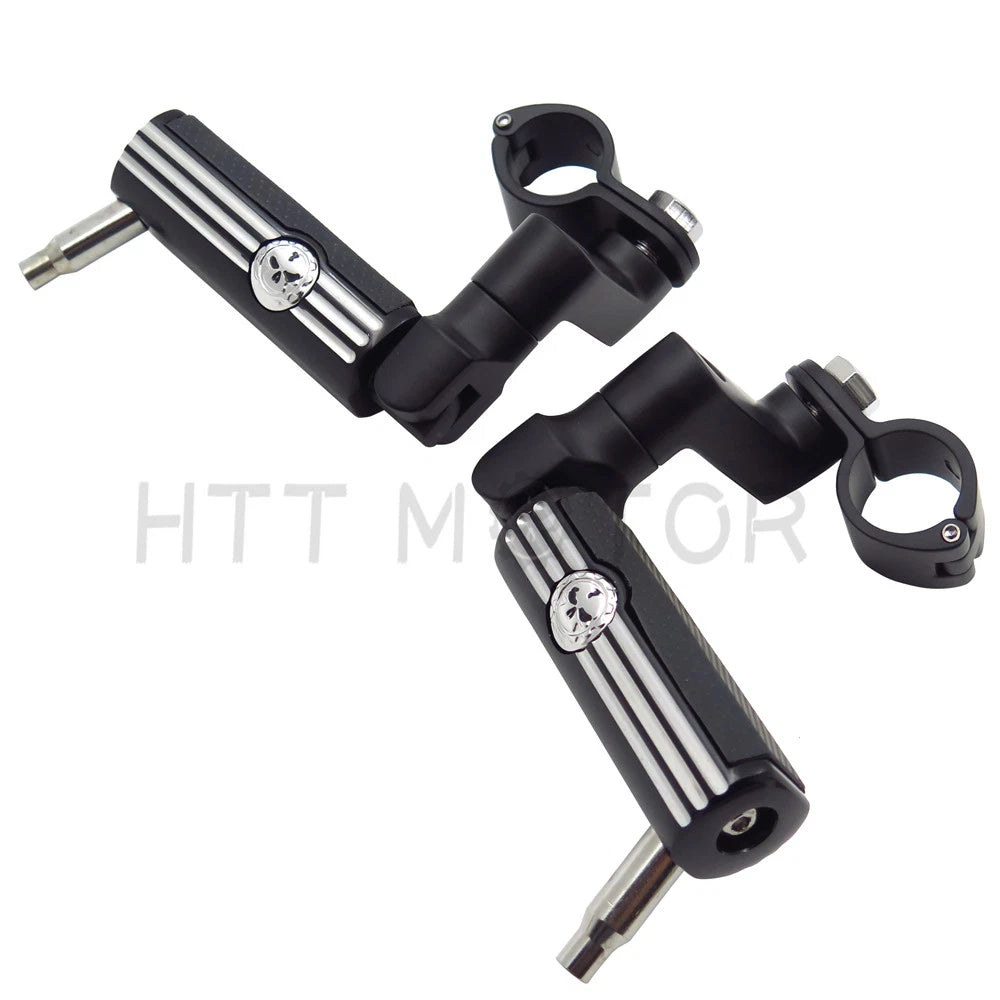 2X Aluminum Front Foot Pegs Kit for Motorcycle (1.5" Engine Guard)