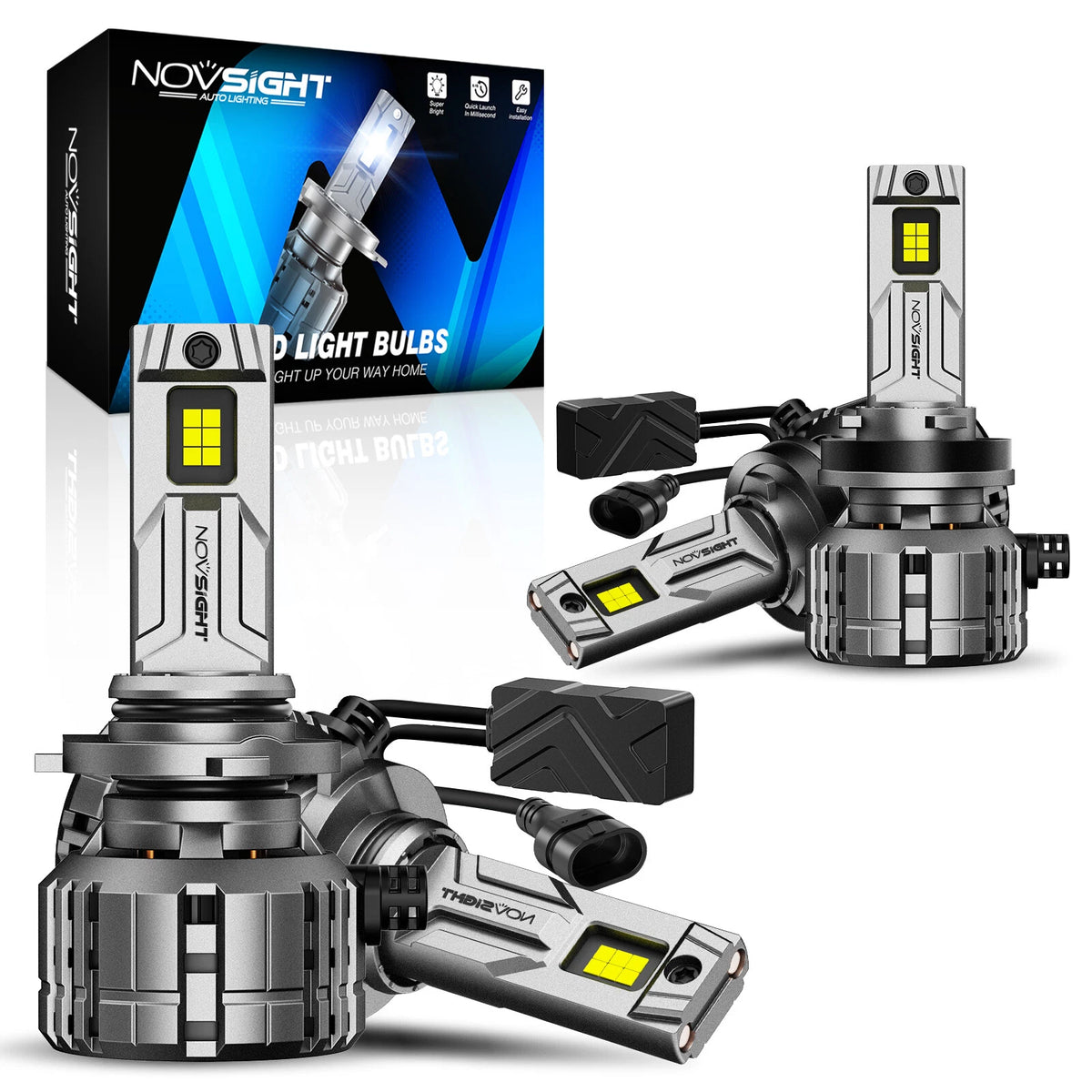 Set of 4 H11 + 9005 LED Headlight Bulbs for