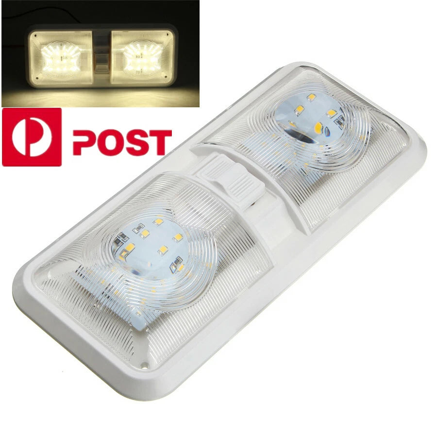 12V LED Double Dome Light for RV Camper Trailer Marine Boat