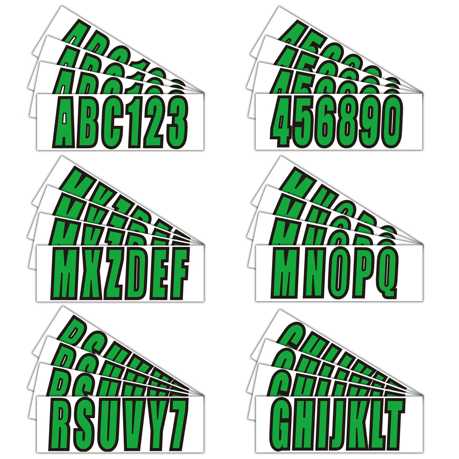 Set of 4 Boat Registration Decal Stickers A-Z & 0-9 Green