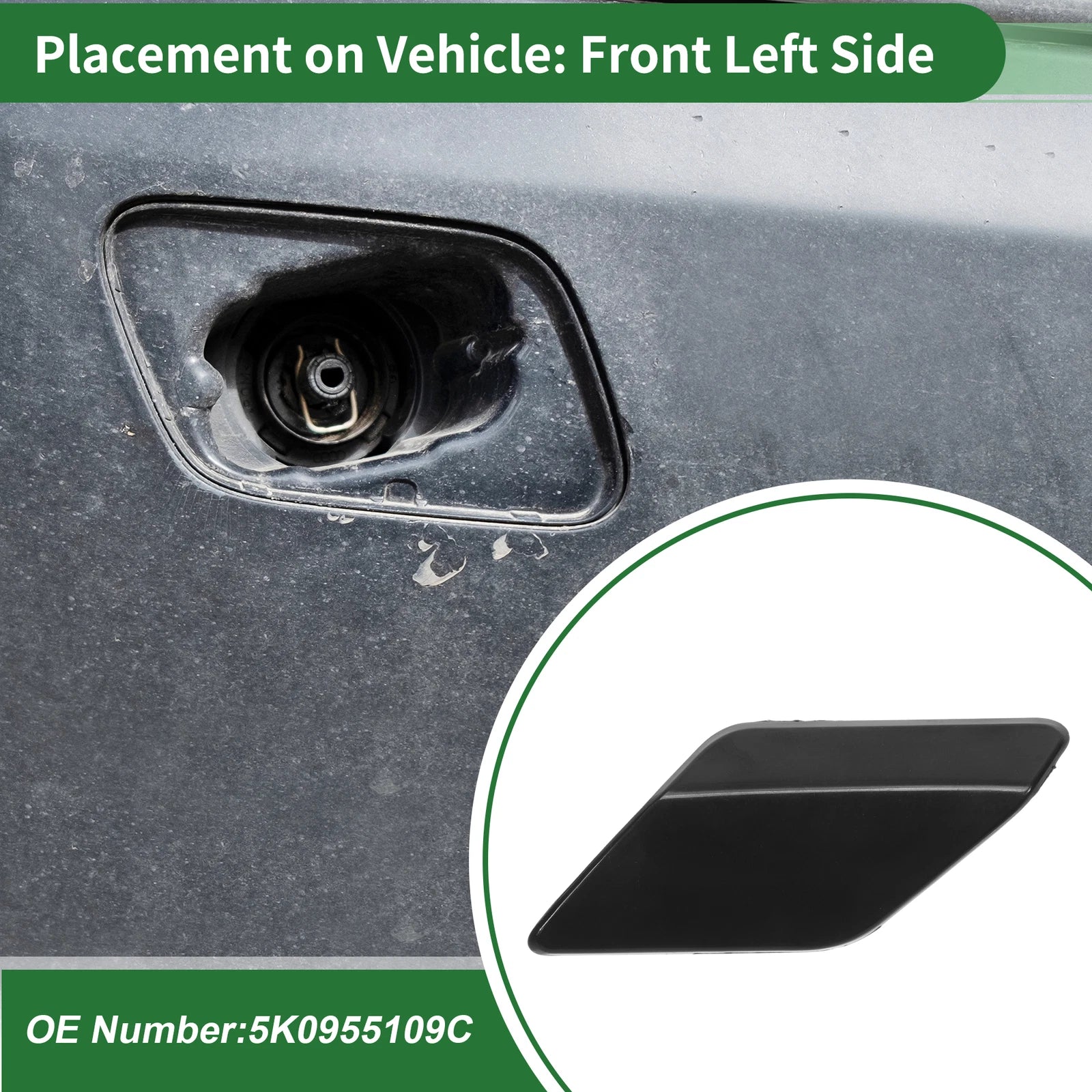 Front Left Washer Nozzle Cover Cap for VW Golf VI (2008–2012) 1 Pcs