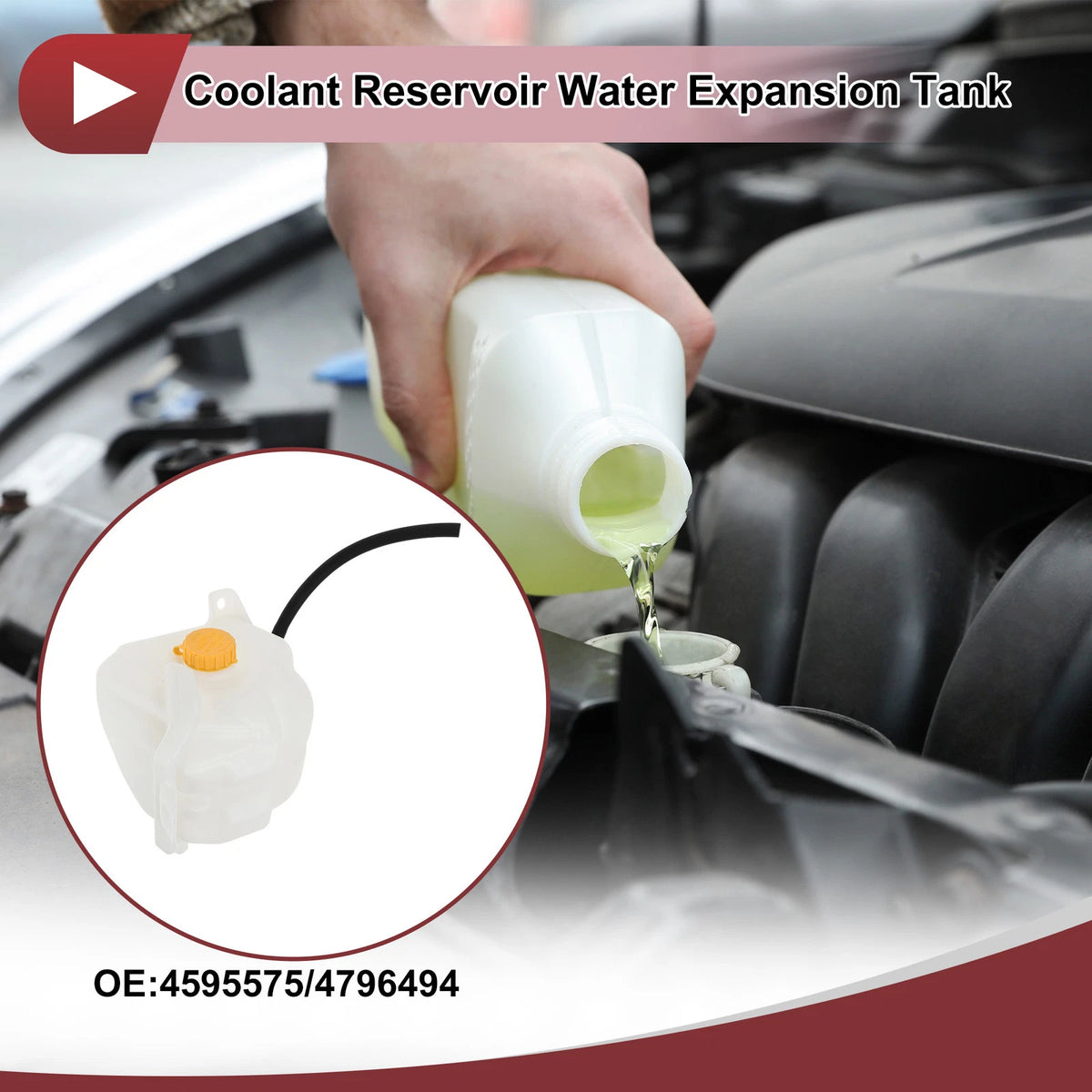 Coolant Expansion Overflow Tank with Cap & Pipe No. 4595575 for Chrysler
