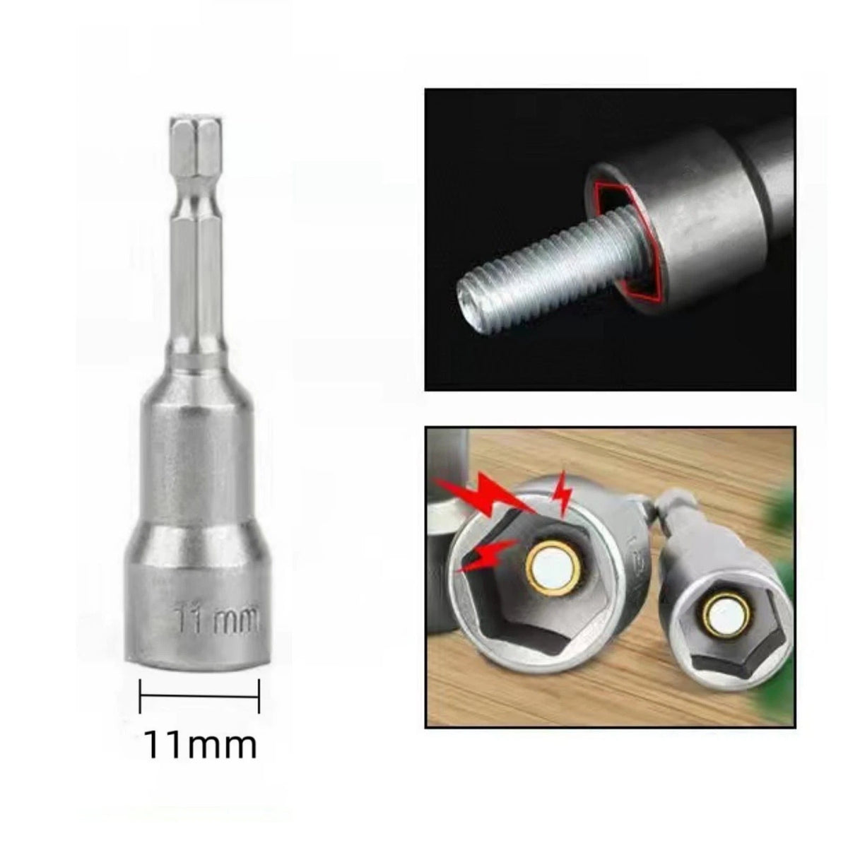 3pcs 1/4" Shank Magnetic Hex Socket Driver Adapter Tool Bits