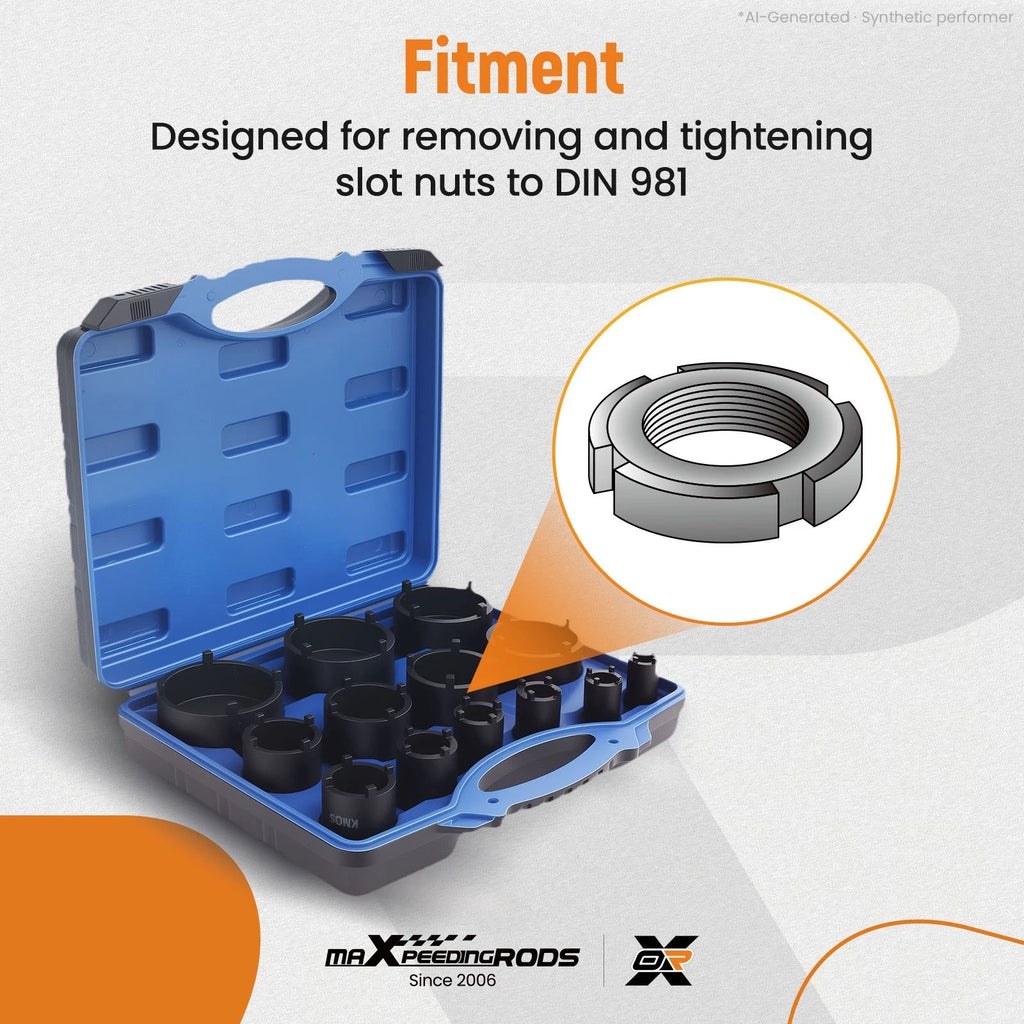 13x Spindle Axle Nut Socket for KM Groove Nuts (1/2" Drive)