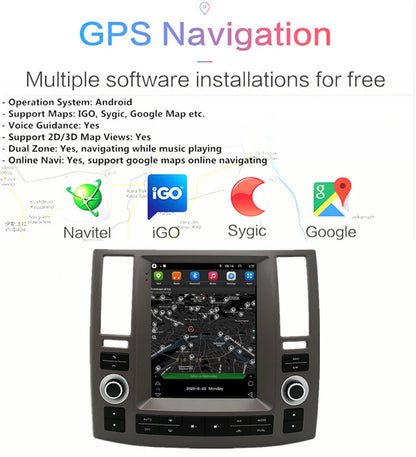 9.7'' Vertical Stereo Radio GPS Head Unit for Infiniti FX35 FX45 (2006–2008)