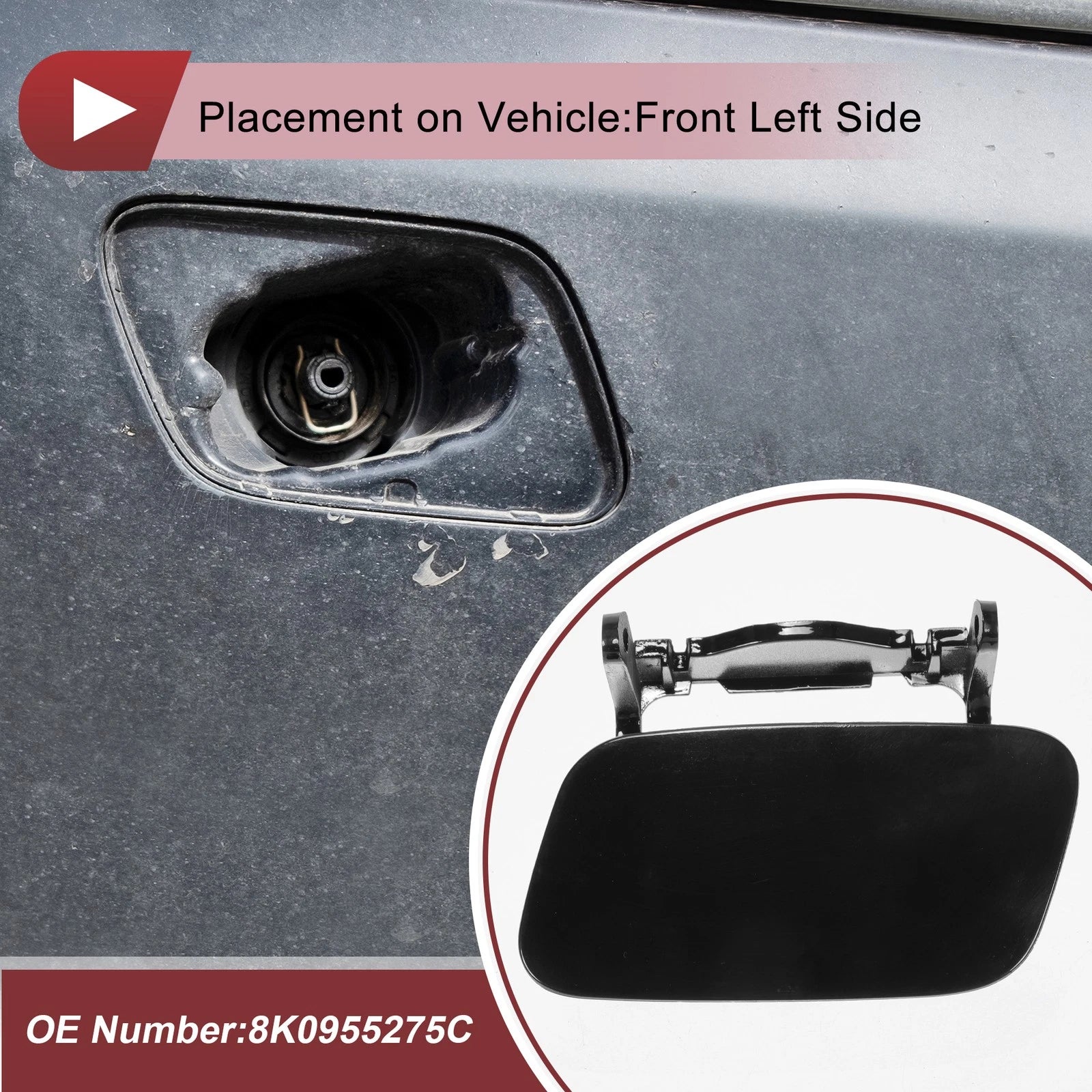 Washer Nozzle Cover Cap Front Left Replacement for Audi A4 S4 (2013–2015)