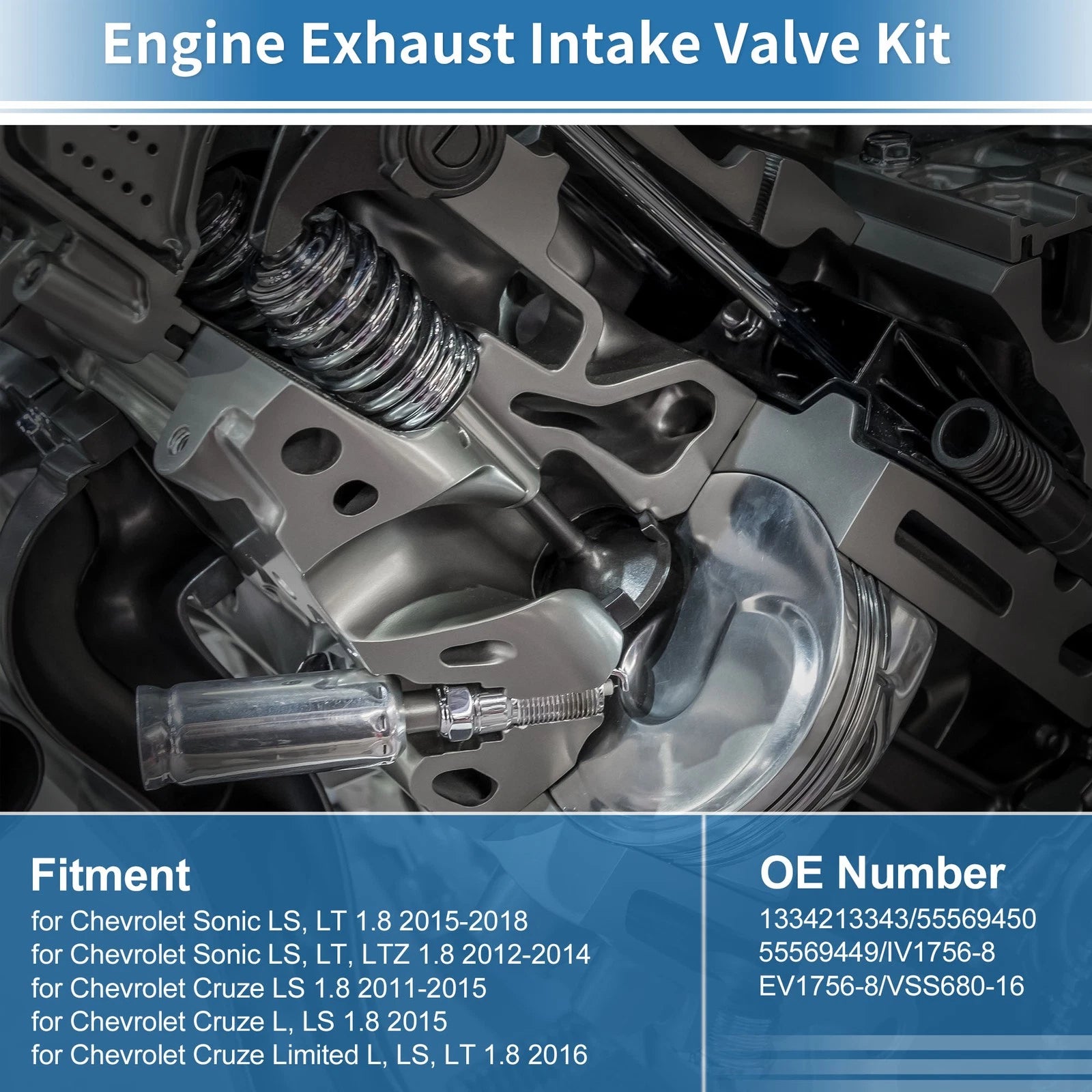 Intake and Exhaust Valves with Seals Replacement Kit for Chevrolet Cruze (2011–2015)