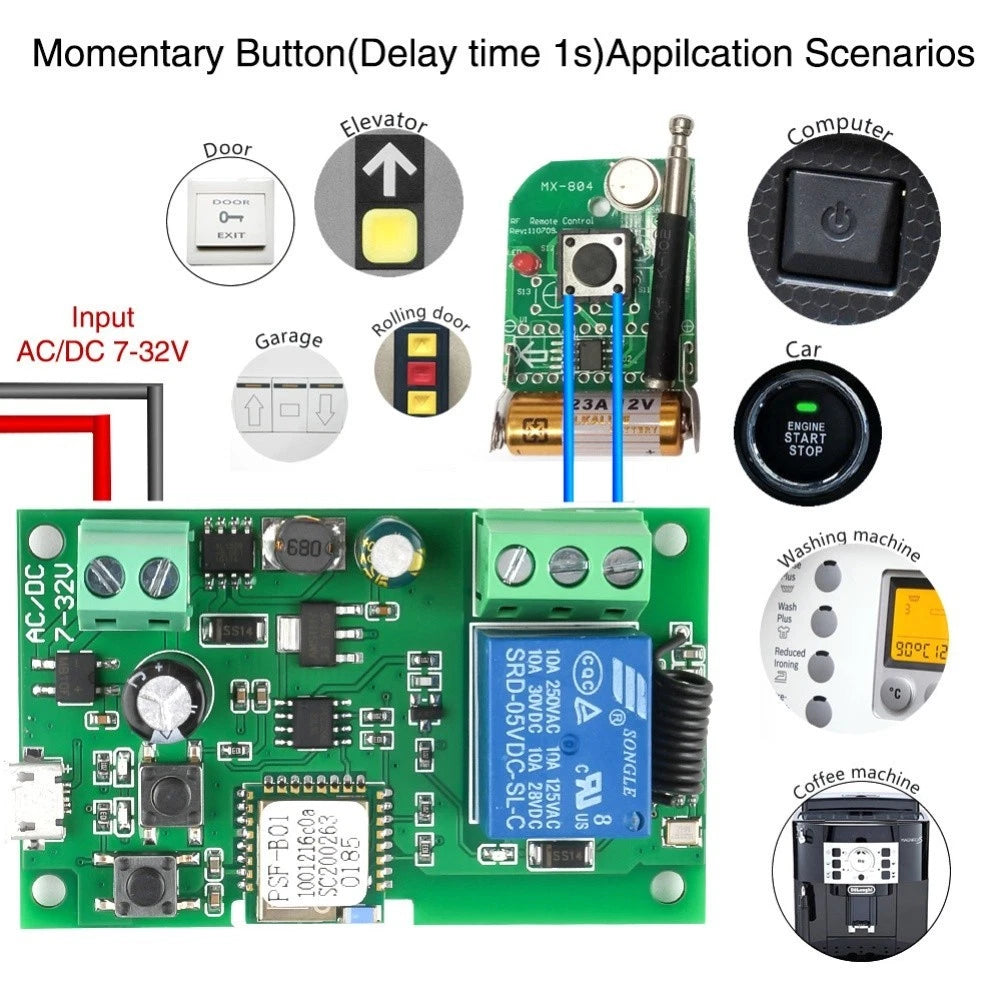 Smart Relay Module for EWELINK Switch (5V 32V) - Inching Self Lock Functions