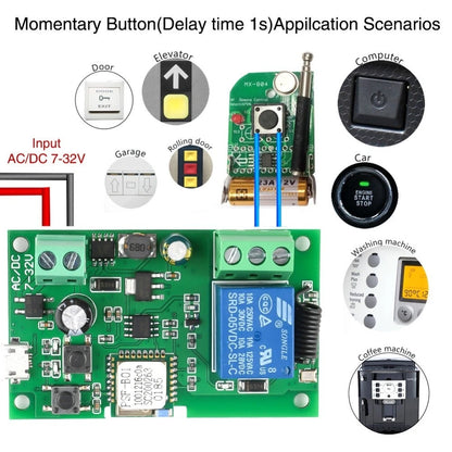 Smart Relay Module for EWELINK Switch (5V 32V) - Inching Self Lock Functions