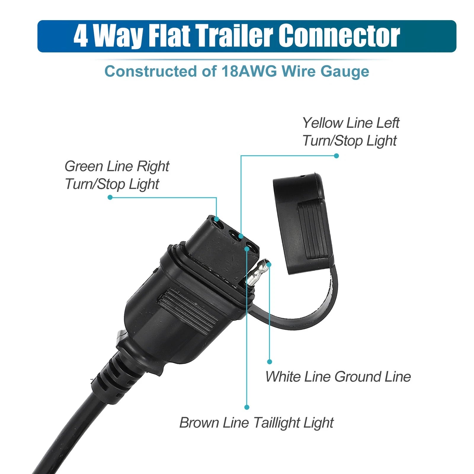 4 Pin Trailer Extension Wire Coiled Adapter 4 Way for 4 Pin Vehicles (60in)
