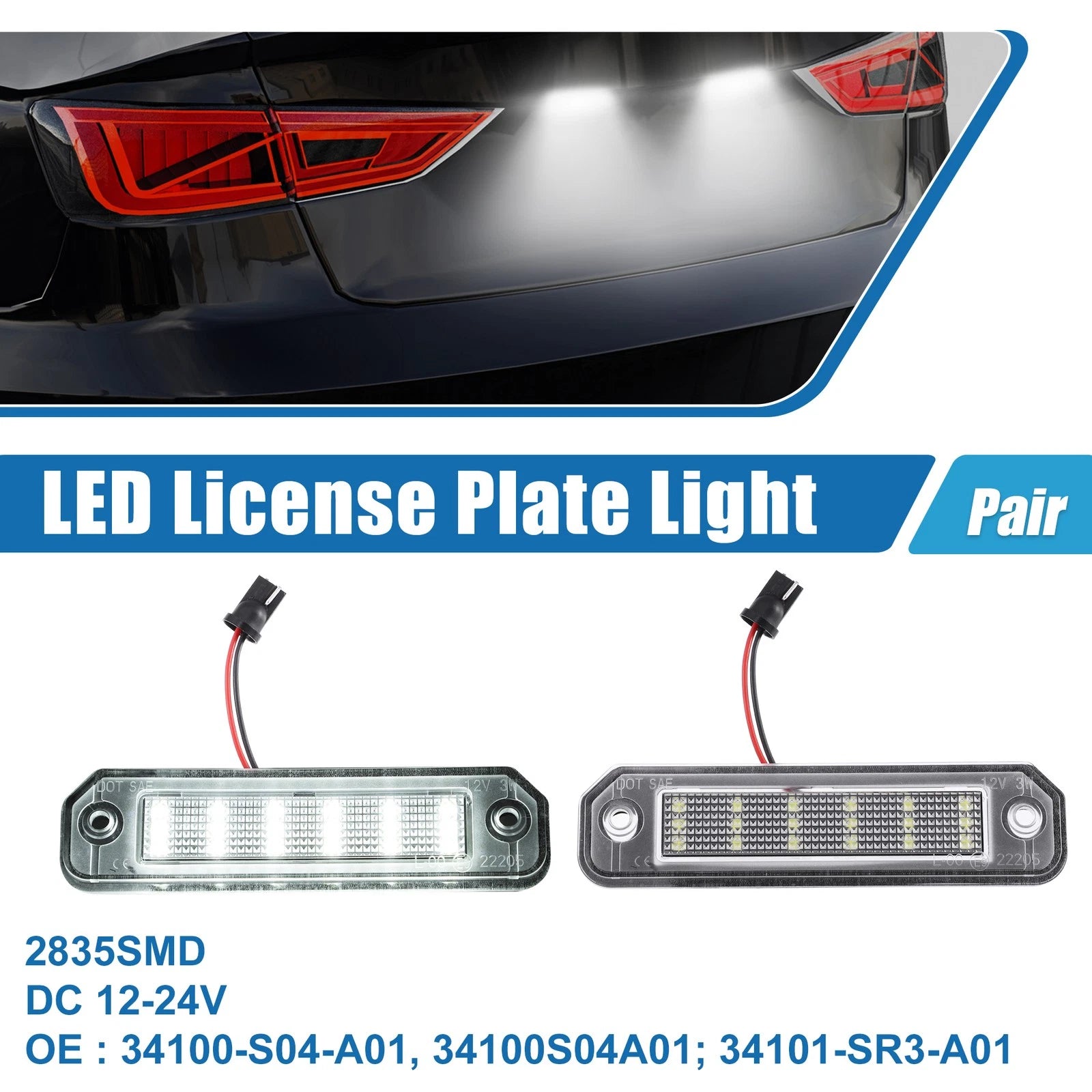 LED License Plate Light Assembly Pair for Honda (34100-S04-A01) (2000–2005)