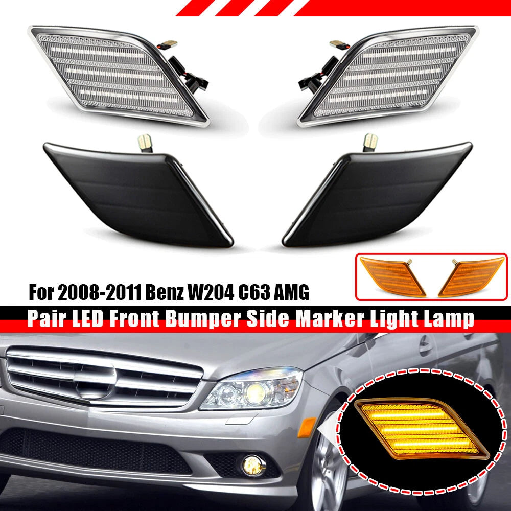 2X Front Side Marker Lights for Mercedes Benz W204 C250 C300 C63 AMG SL65 (2008–2011)