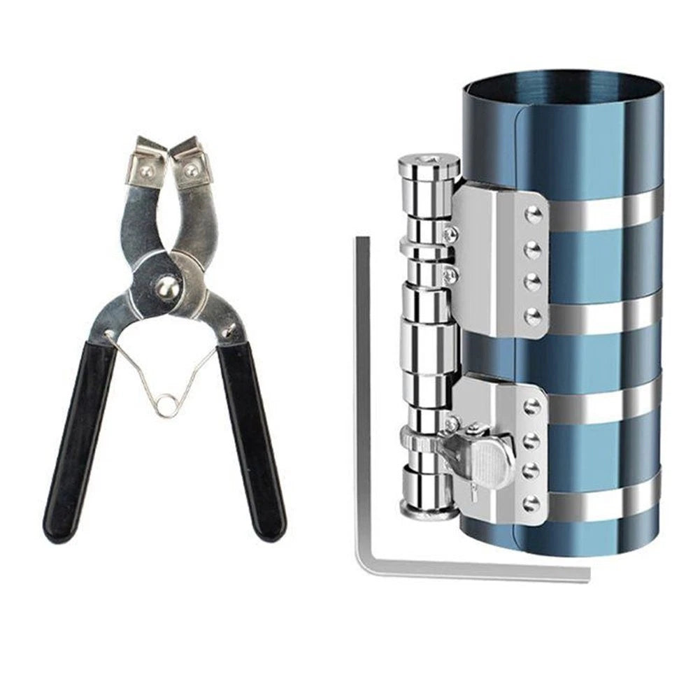 Piston Ring Installer Tool Set for Engine Parts (Compression Clamp & Pliers)