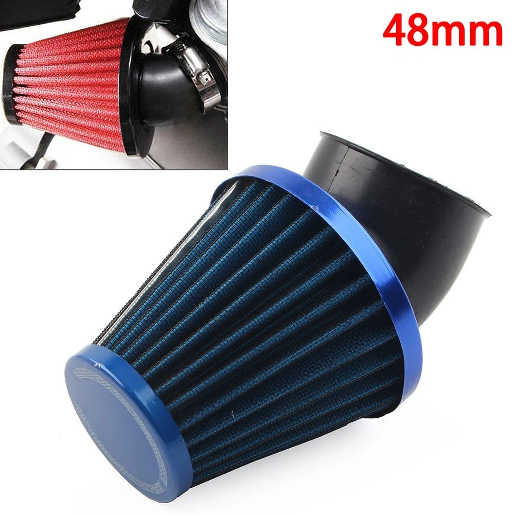 48mm Air Intake Filter for Motorcycle (Rubber, Stainless Steel, Blue)