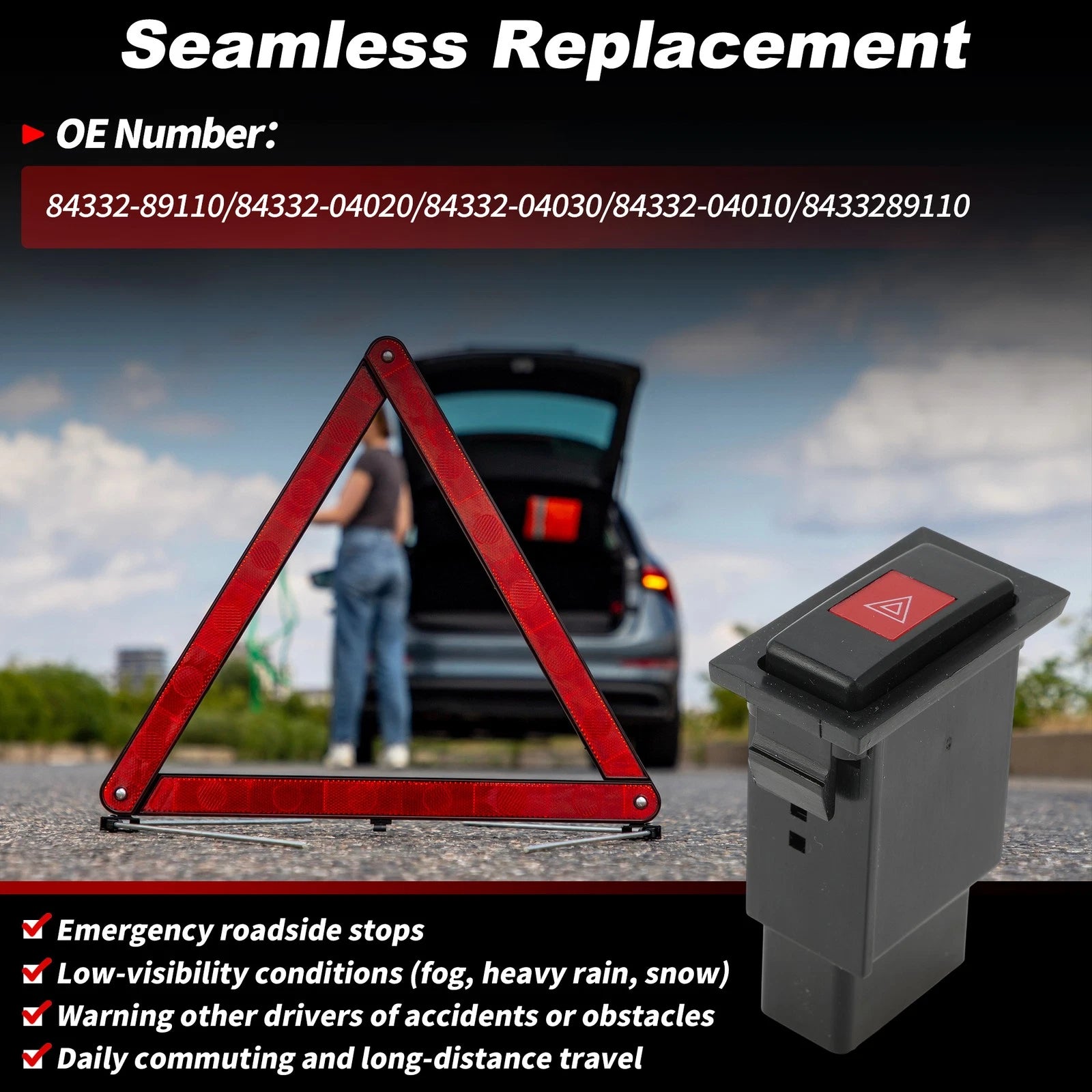 Hazard Warning Flasher Switch for No. 8433289110