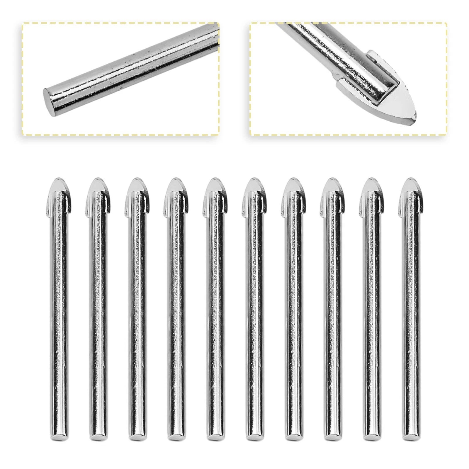 Carbide Drill Bits Set of 10 for Glass and Ceramic (6mm)