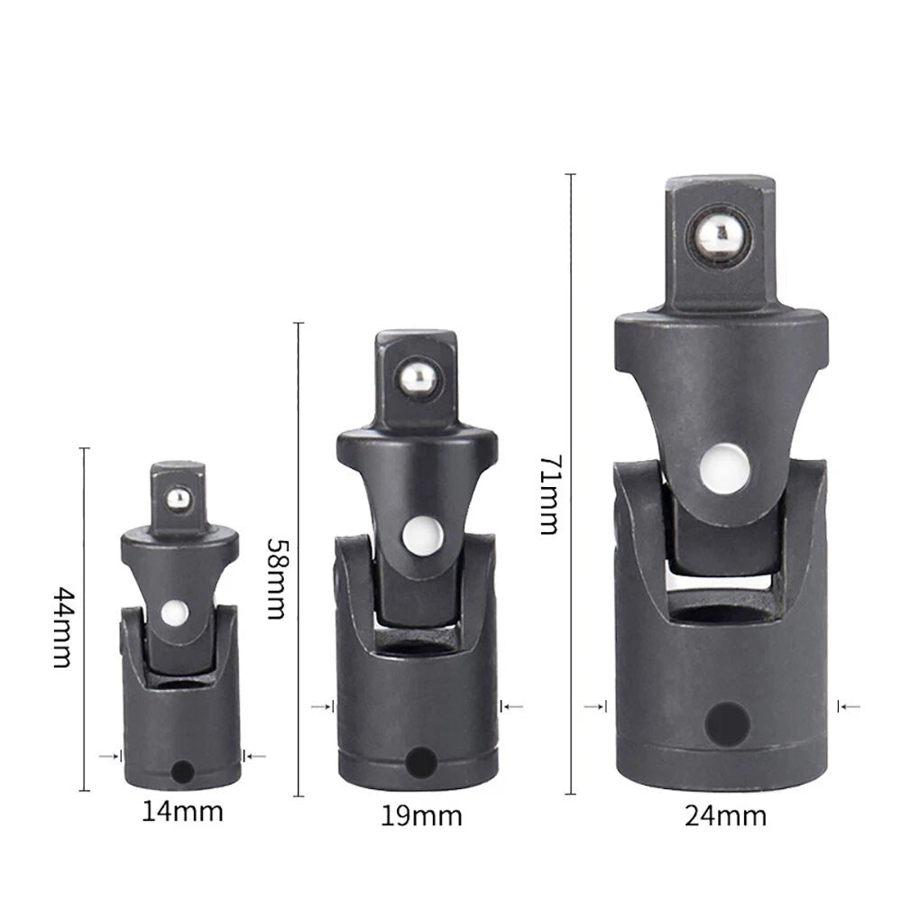 3Pcs Impact Universal Joint Socket Swivel Tool Set 1/2" 3/8" 1/4" Drive