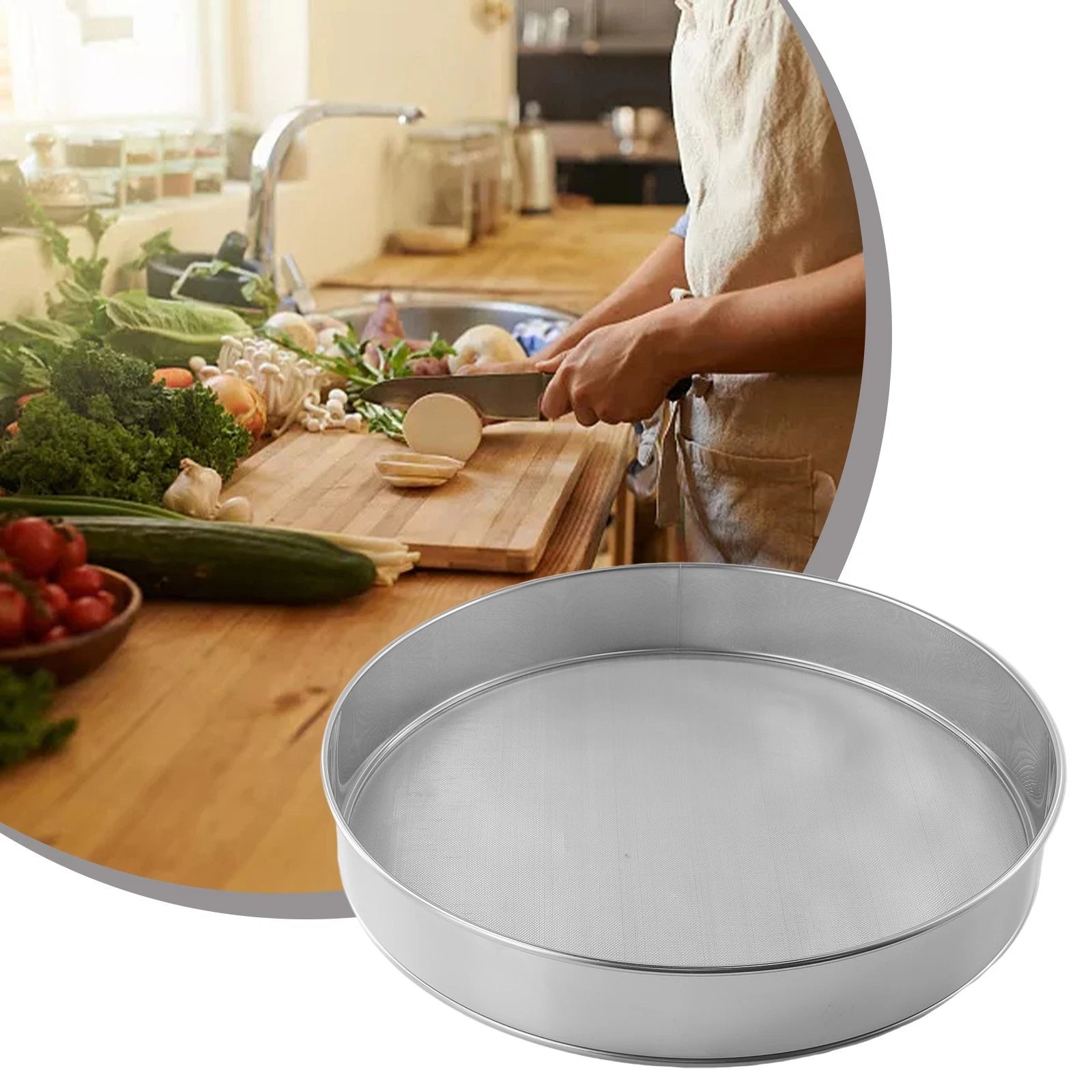 2X Stainless Steel Mesh Sieve Colander Strainer Tool for Kitchen (UK)