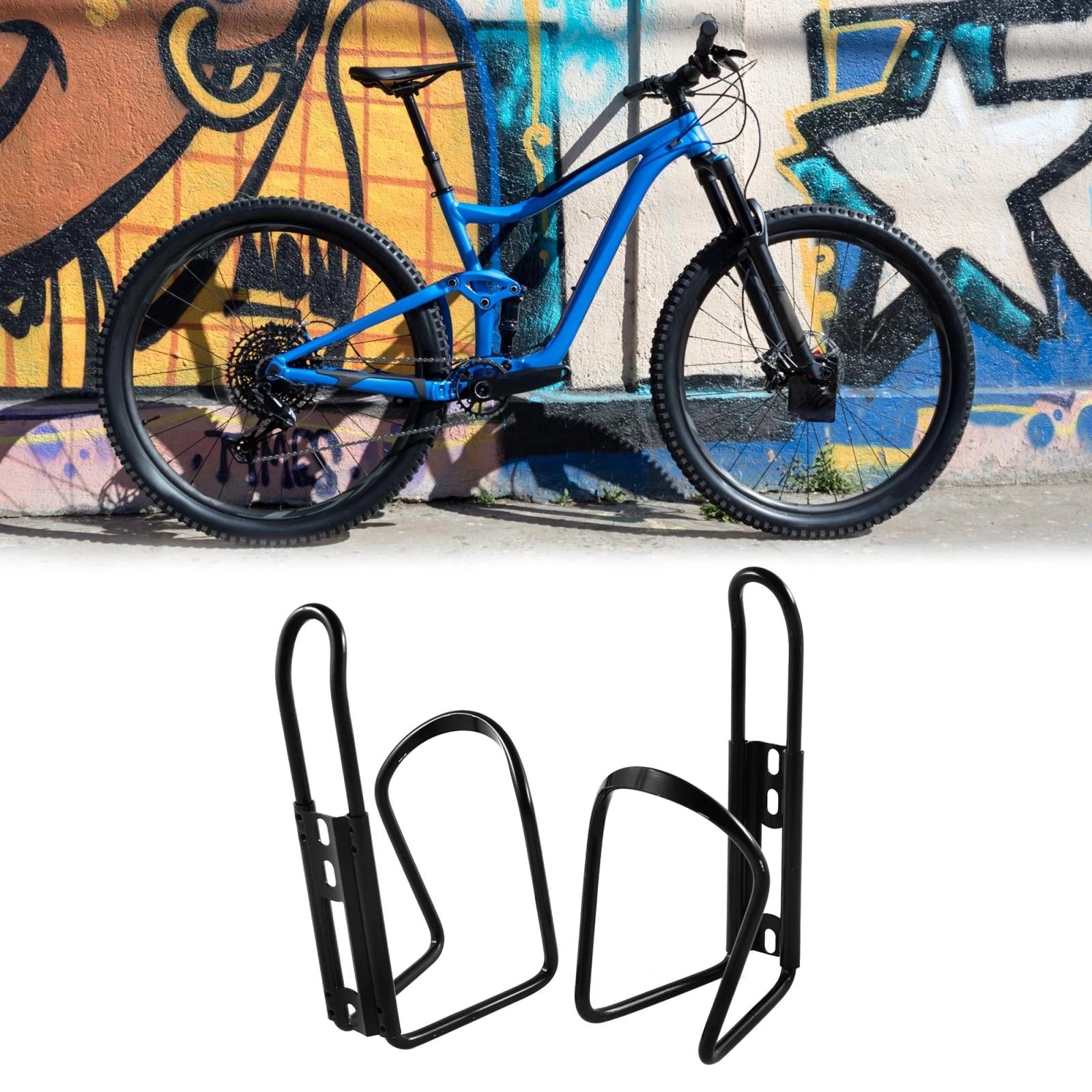 Water Bottle Cage Bracket Holder for Mountain Bike MTB Alloy Black 2 Pcs
