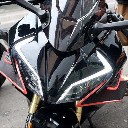 2Pcs Motorcycle Aerodynamic Front Side Spoilers with Light Decoration