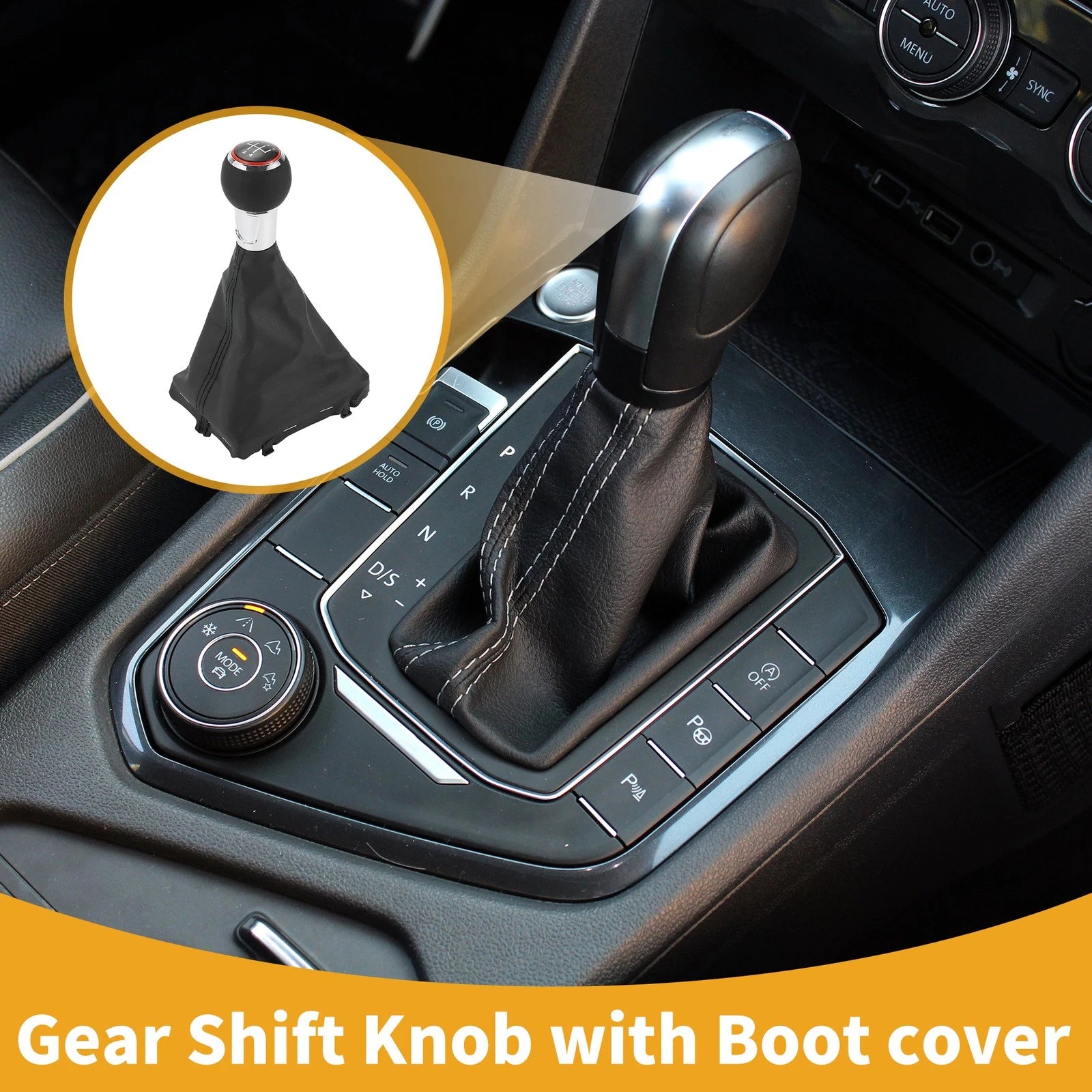 5 Speed Shift Knob with Boot Cover Replacement for Audi A3 (2008–2013)