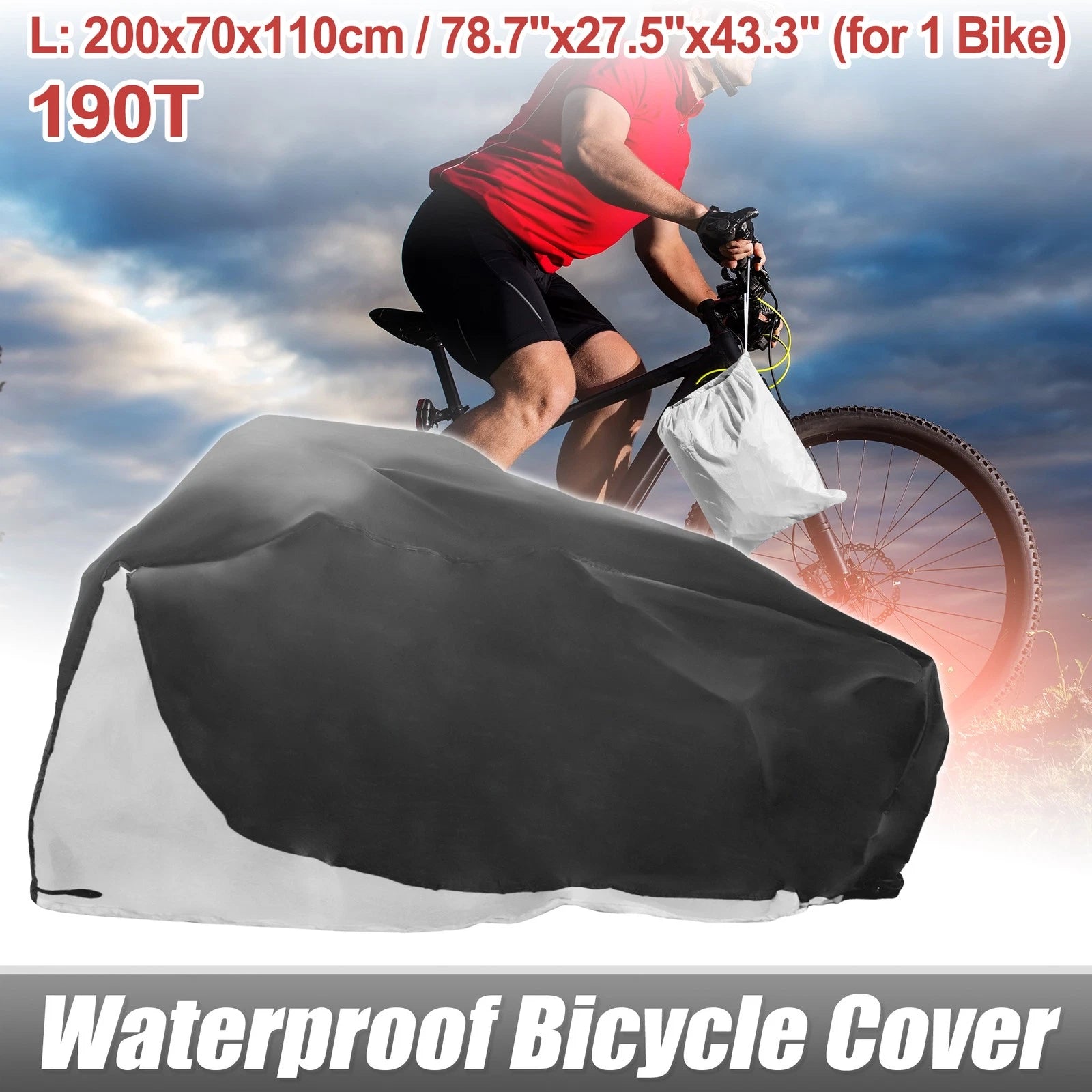 Bicycle Cover Waterproof for 1 Bike Rain Sun Dust Protector Silver (Tone)