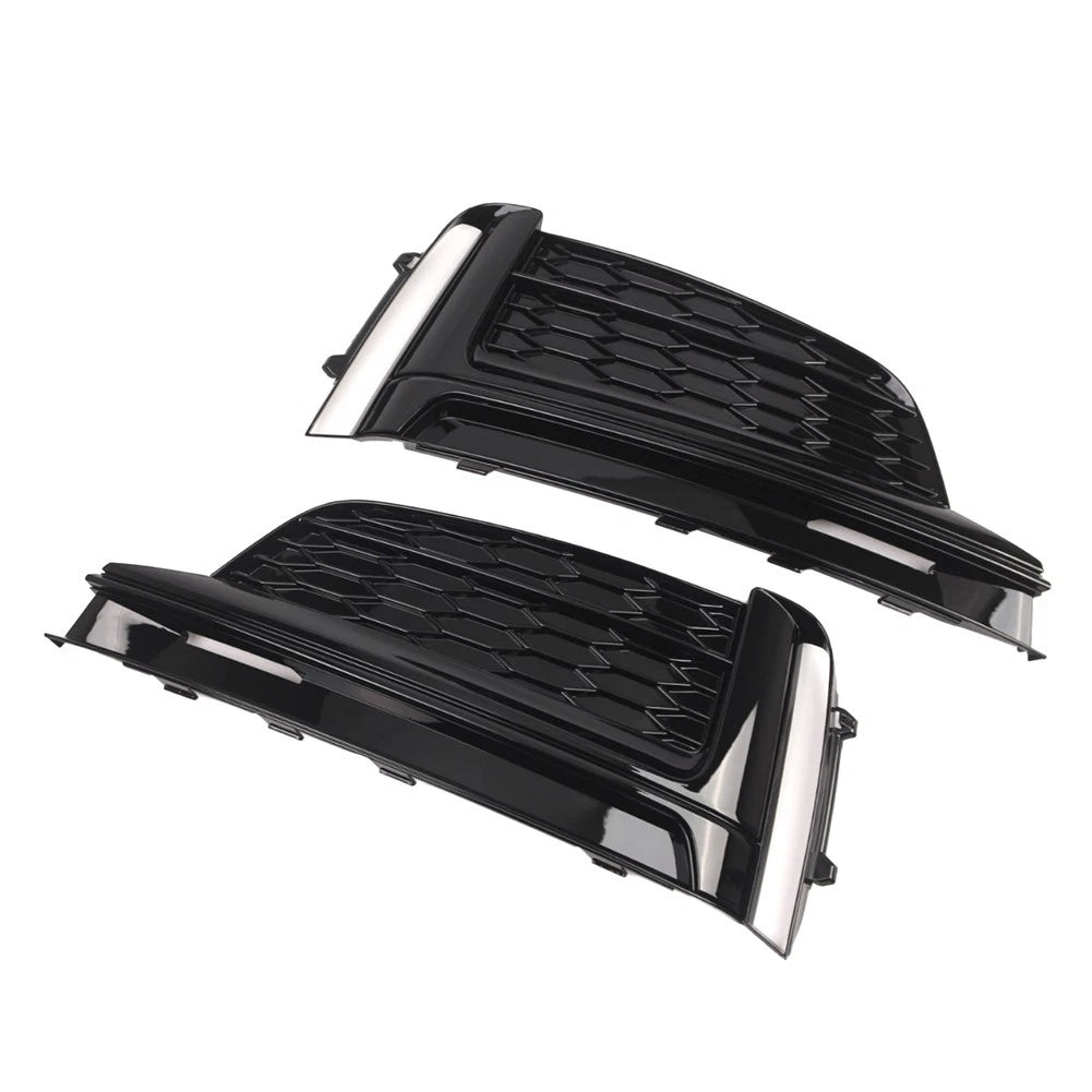1 Pair Black Front Bumper Fog Light Grille Cover for Audi A5 S5 (2017–2019)