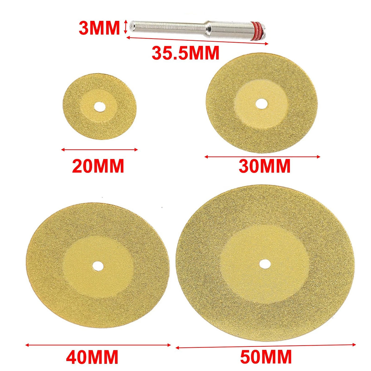5x Mini Diamond Cutting Disc for Rotary Tools - TiN Coated Circular Blade