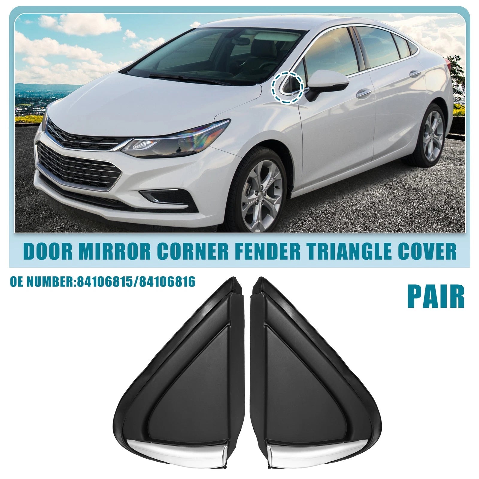 Mirror Corner Fender Triangle Cover Pair Replacement for Chevrolet (2003–2006)