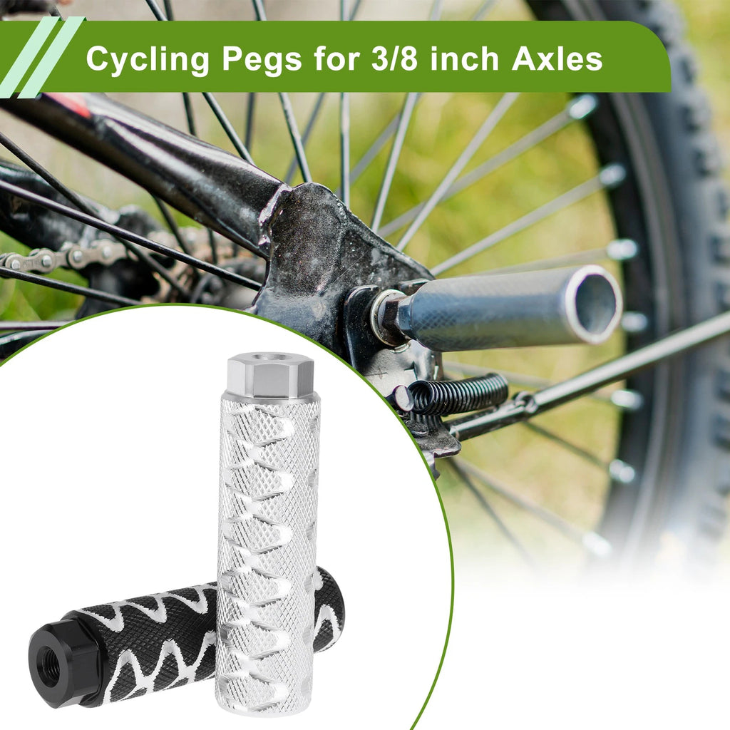 4 Pc Bike Pegs 100mm Circle Texture Cycling Foot Pegs for Black Silver
