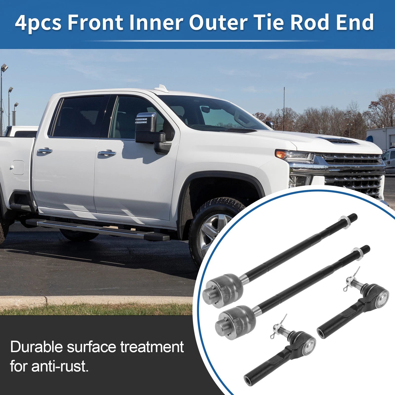 4pcs Front Inner Outer Tie Rod End Link for GMC Savana 1500 (2003–2014)