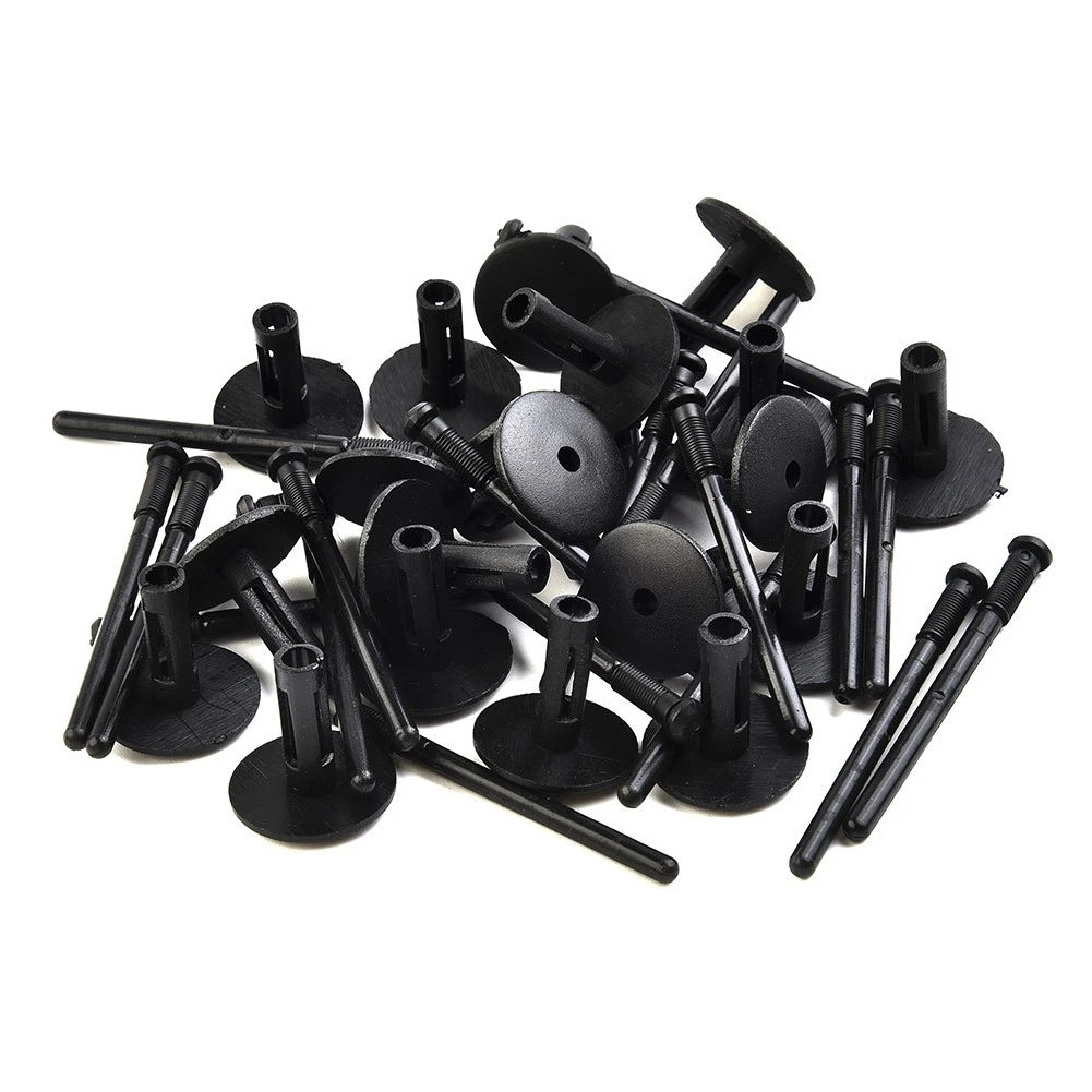 Set of 10 Black Plastic Blind Rivets for Wheel Arches Side Skirts Sill