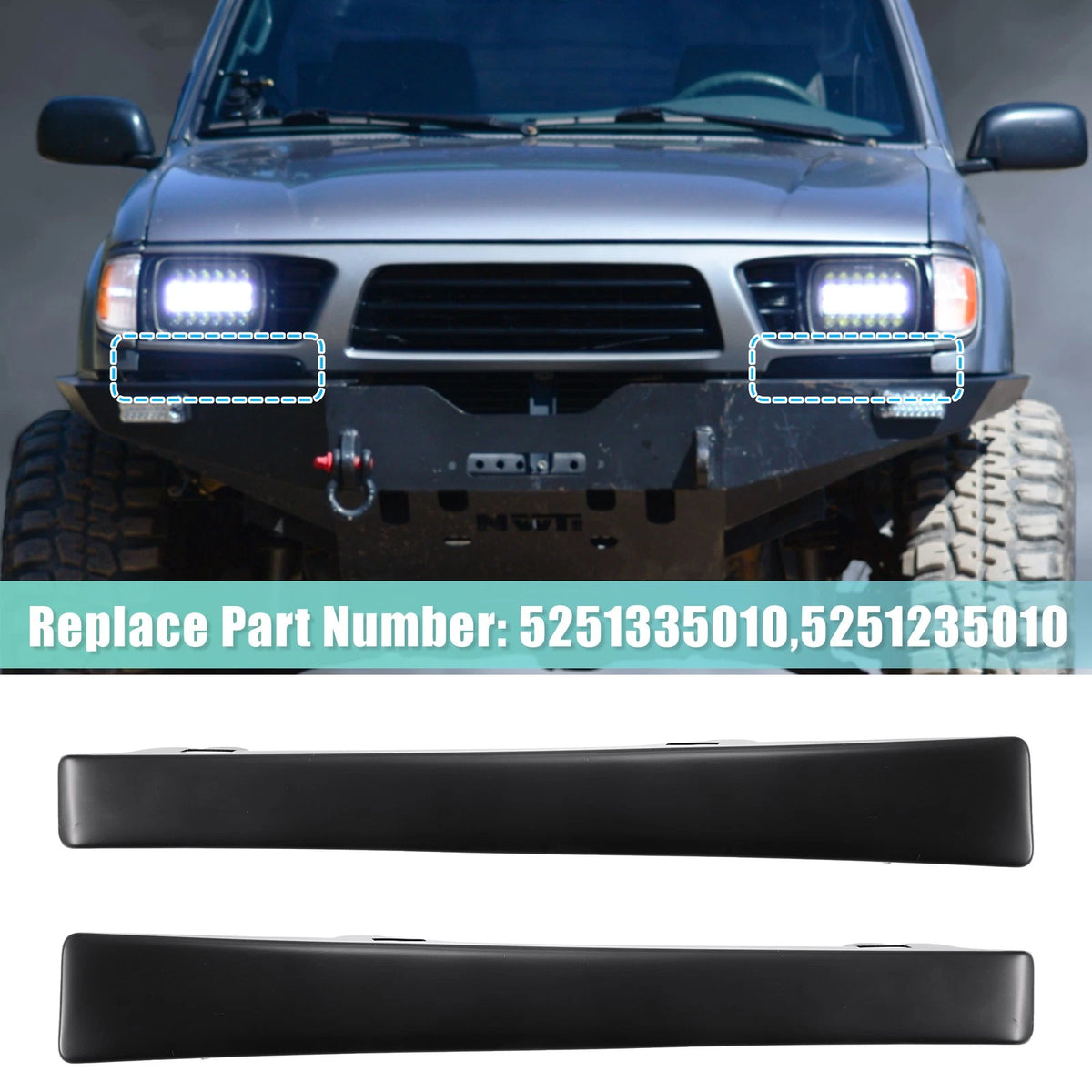 Front Headlight Bumper Grille Filler Pair for Toyota Land Cruiser (2008–2015)
