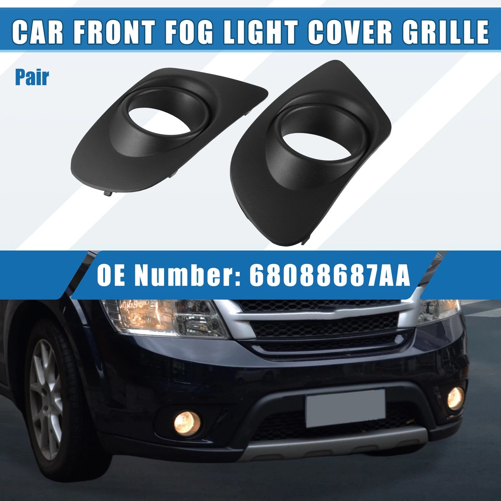 2pcs Front Left Right Fog Light Grille Cover for Dodge Journey (2011–2019)