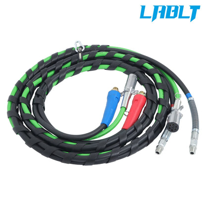 3-in-1 15FT 7 Way ABS Electrical Cables & Rubber Air Line Kit for Semi Truck
