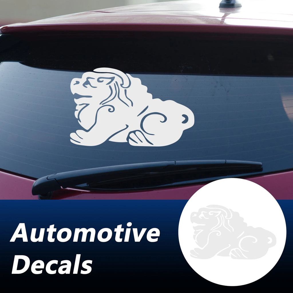 Reflective Bumper Decal for - Silver Tone Lion Dance