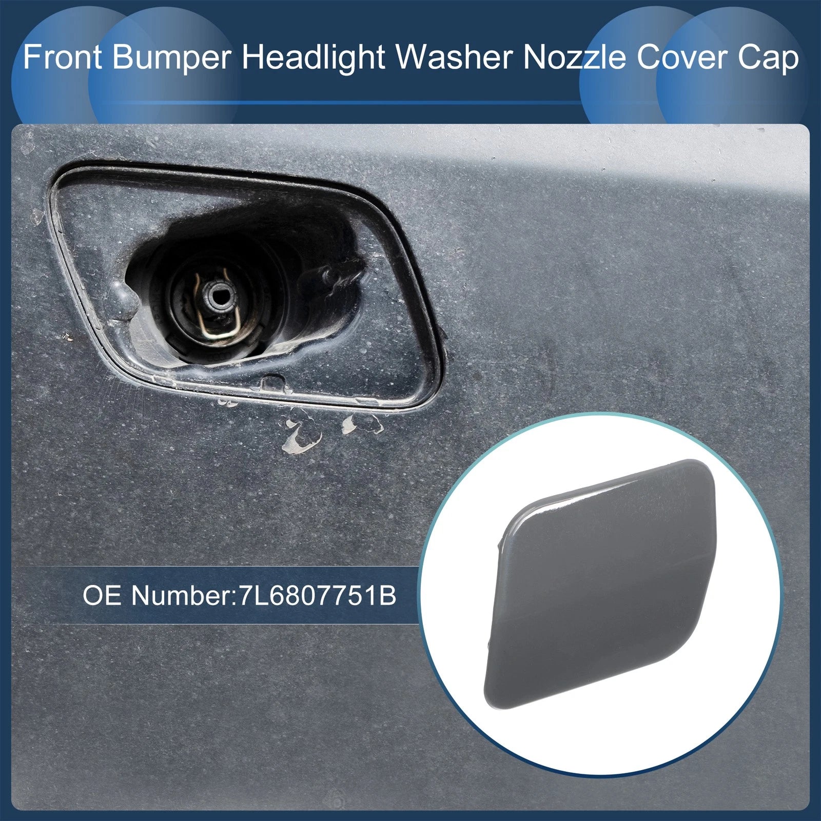 Front Left Washer Nozzle Cover Cap for Volkswagen Touareg (2007–2010) Grey