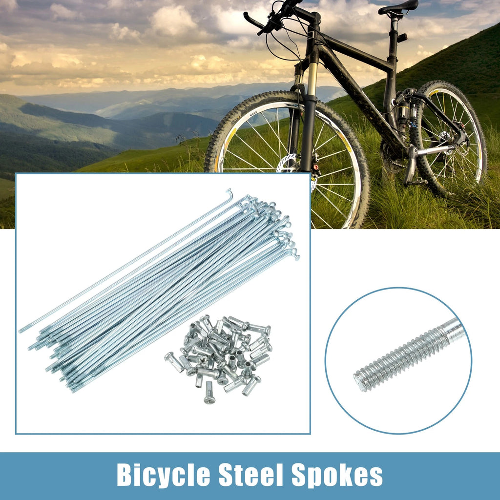 36PCS Bicycle Spokes J Bend Steel Replacement with Nipples for 14G 143mm (143mm)