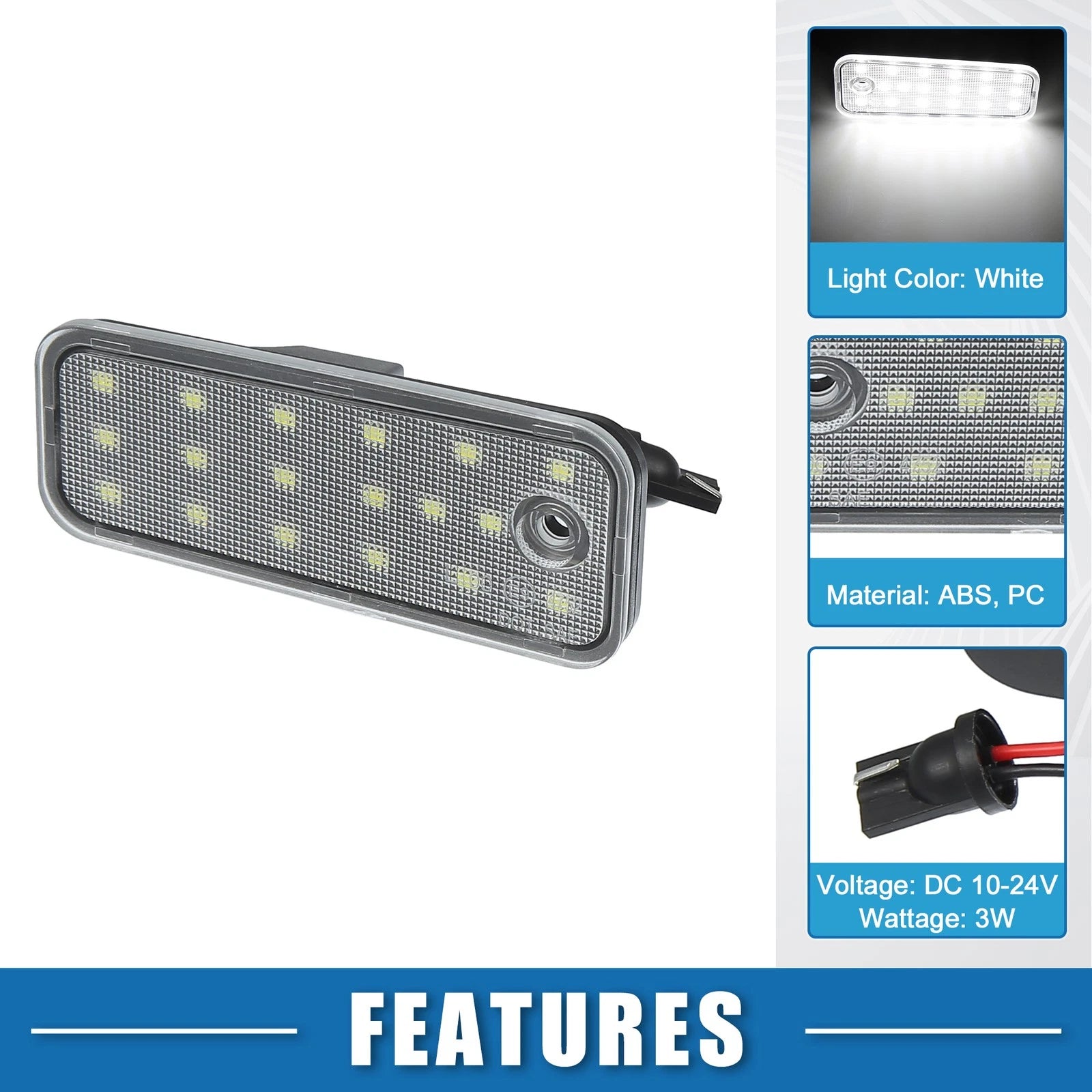2pcs White LED License Plate Light Replacement for Hyundai Santa Fe (2013–2016)