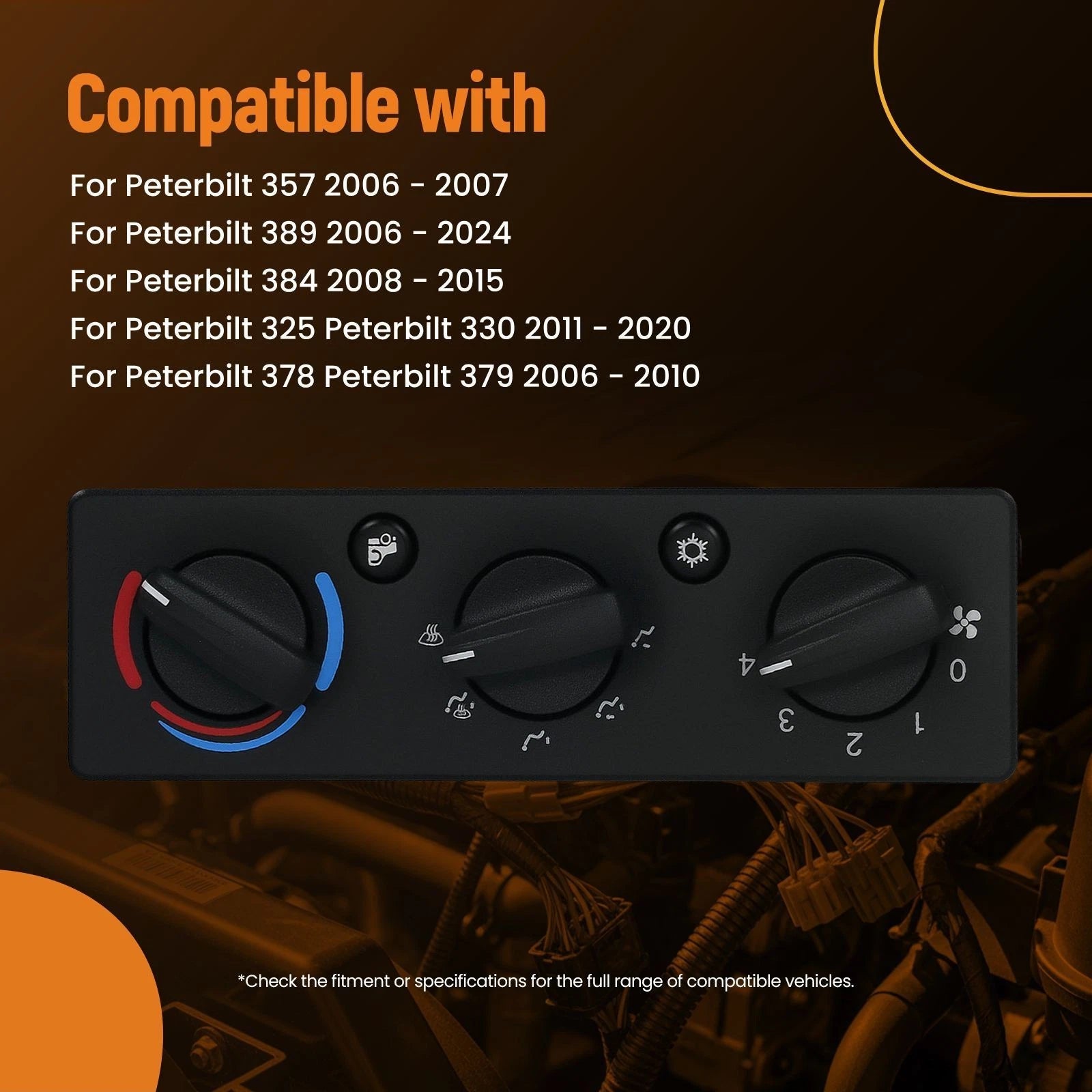 A/C Climate Control Module Panel for Peterbilt 384 (2008–2015) Q21-6012