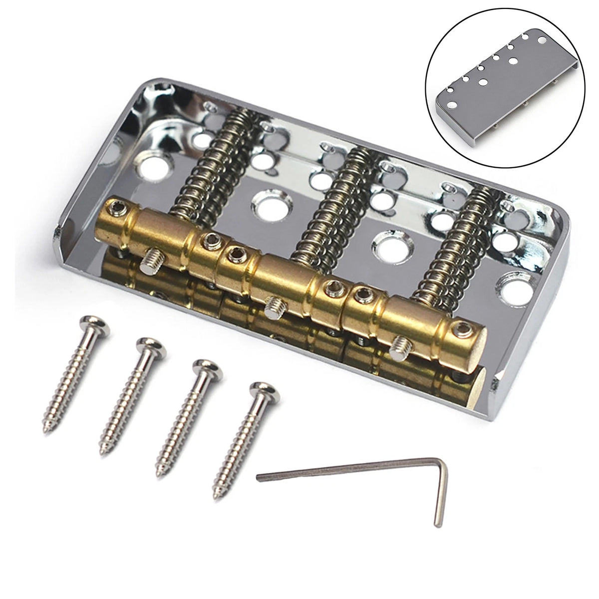 6 String Telecaster Bridge with 3 Saddles for Telecaster Guitar (Chrome)