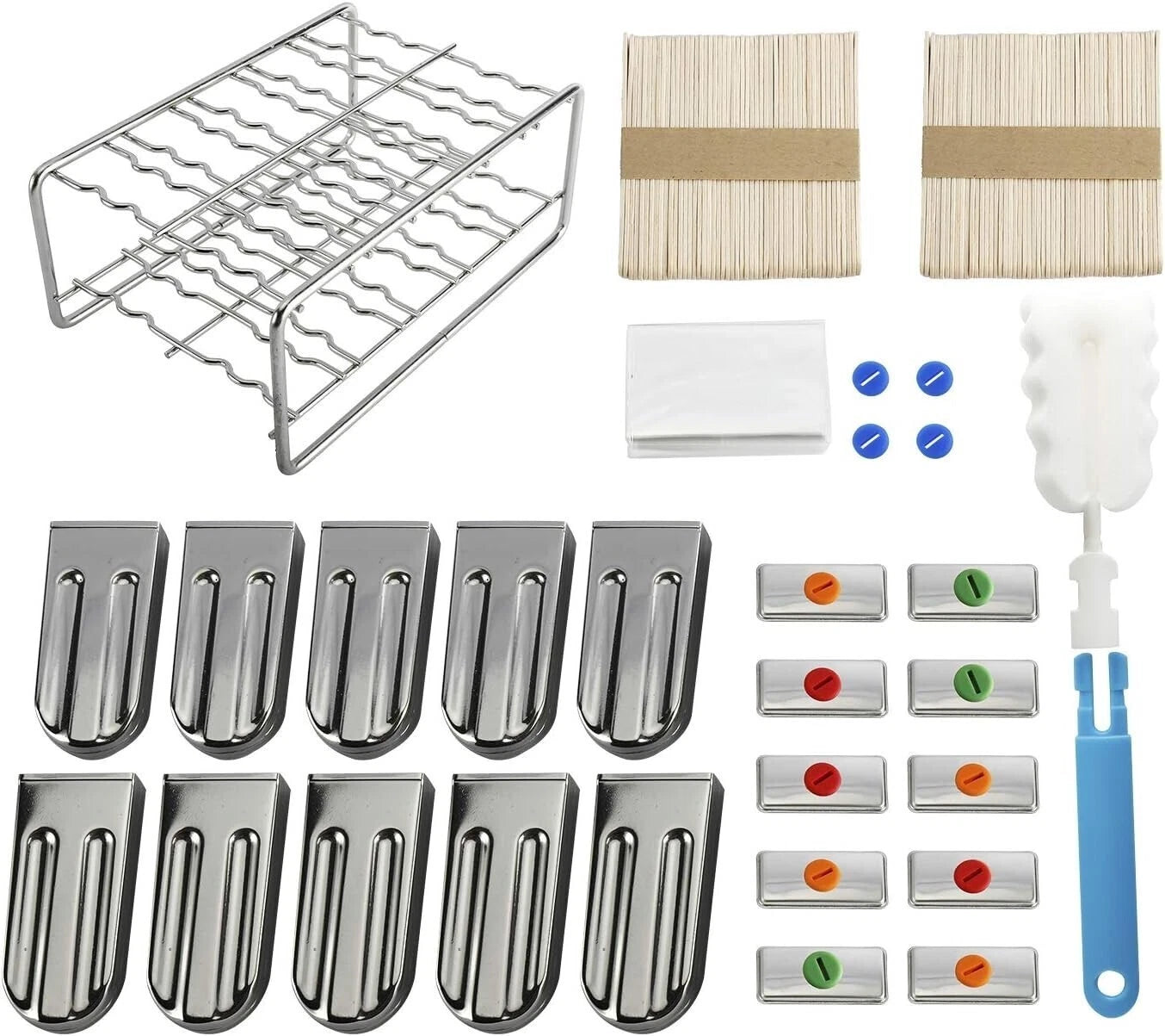 10 Pack Stainless Steel Popsicle Molds with Wooden Sticks and Bags