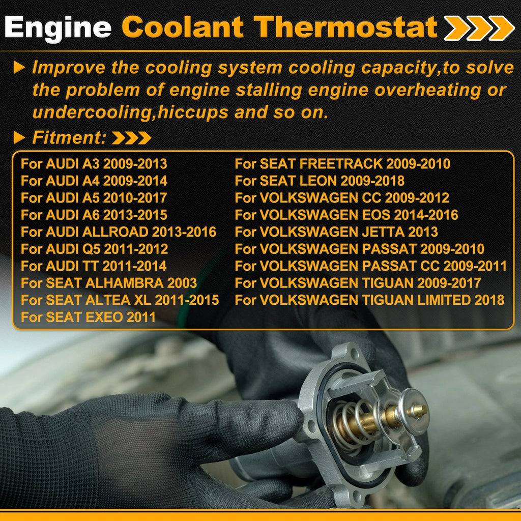 Engine Coolant Thermostat with Seal for Audi A3 (2009–2013)