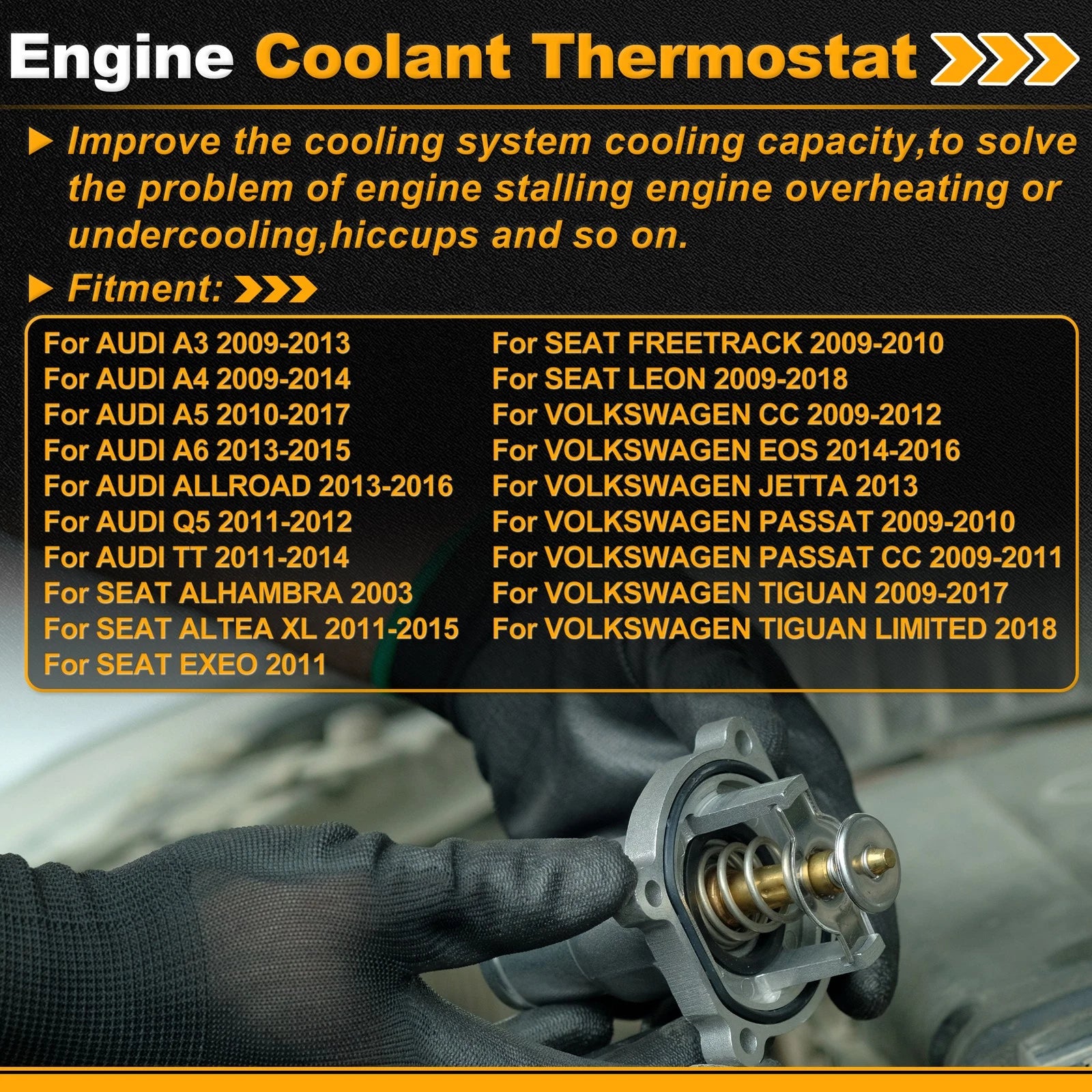 Engine Coolant Thermostat with Seal for Audi A3 (2009–2013)