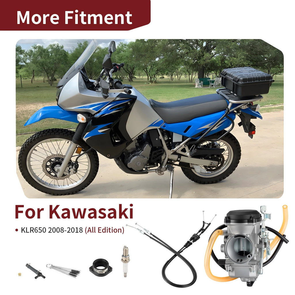 Carburetor & Throttle Cable for Kawasaki KLR650 (2008–2018) 15004-0073 15003-0118