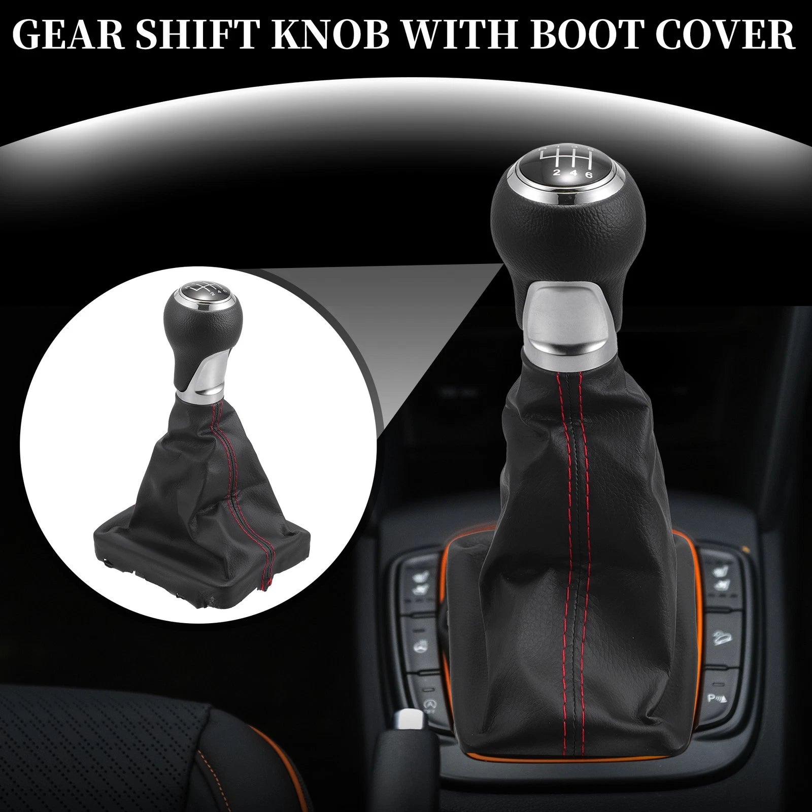 6 Speed Manual Gear Shift Knob with Dust Cover for Audi A6 C6 (2004–2008)