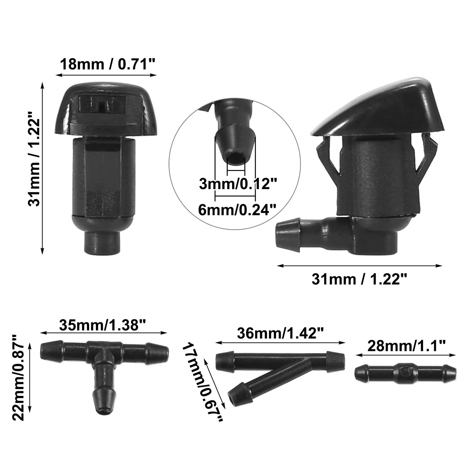 2pcs Windshield Washer Nozzle Hose Kit for GMC Acadia (2011–2012)