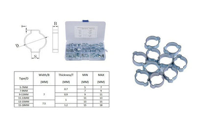 80Pcs Double Ear Hose Clips 5-18MM Zinc Plated with Clamp Pliers
