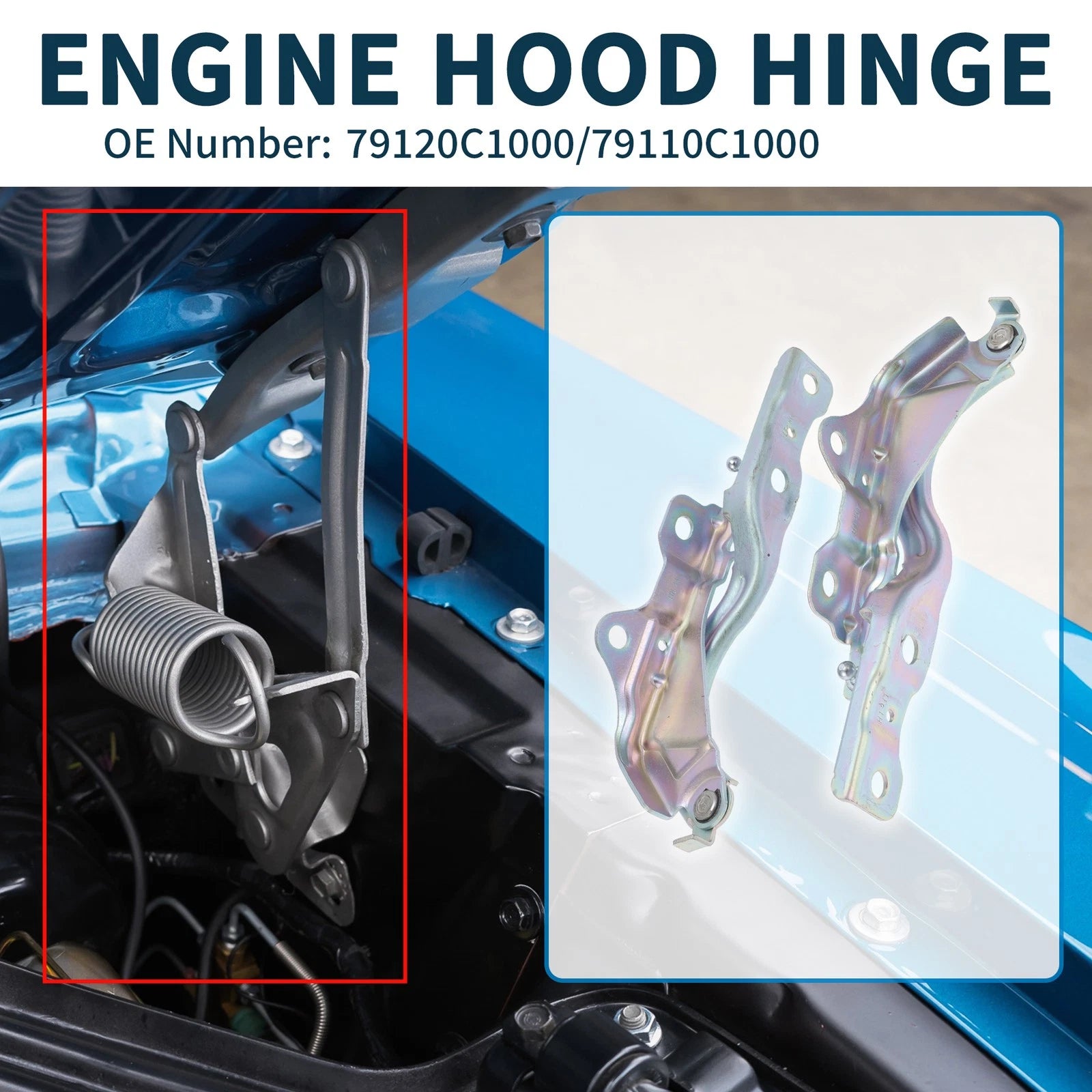 Hood Hinge Set for Hyundai Sonata 2015–2019 Front Bonnet Brackets Pair