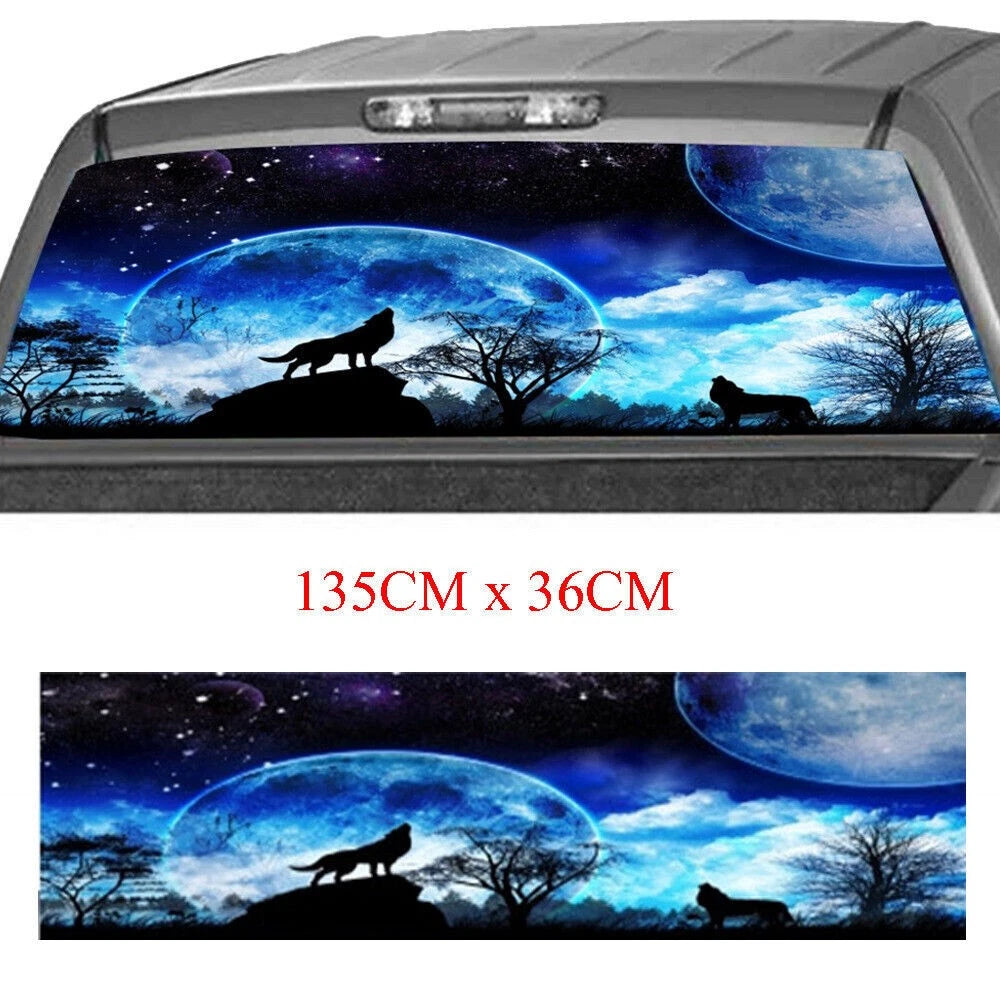 Moon Forest Wolf Graphic Decal for SUV Truck Pickup (135x36cm)
